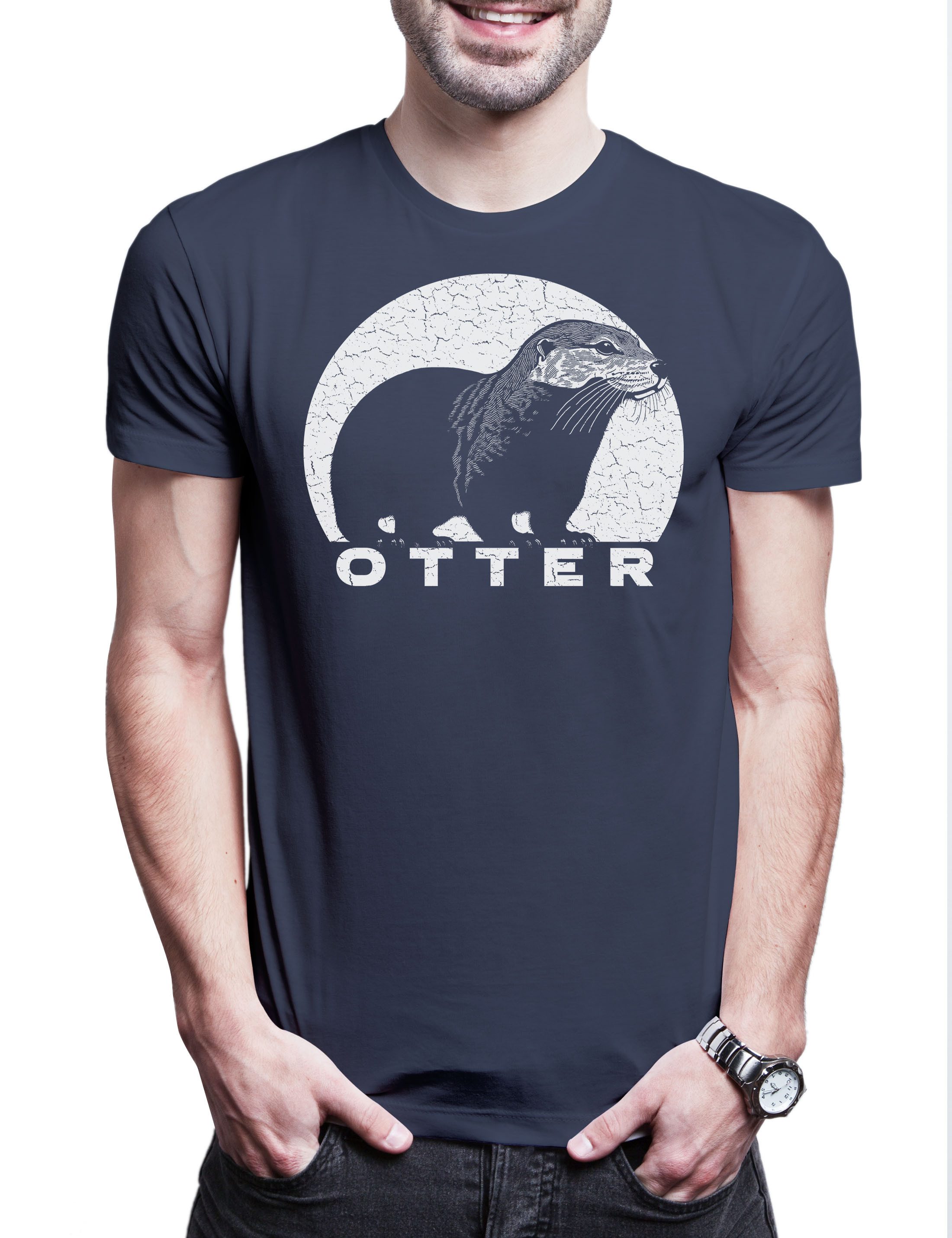 Print-Shirt Otter E Herren T-Shirt Retro Wildlife lontra Nutria Fischotter