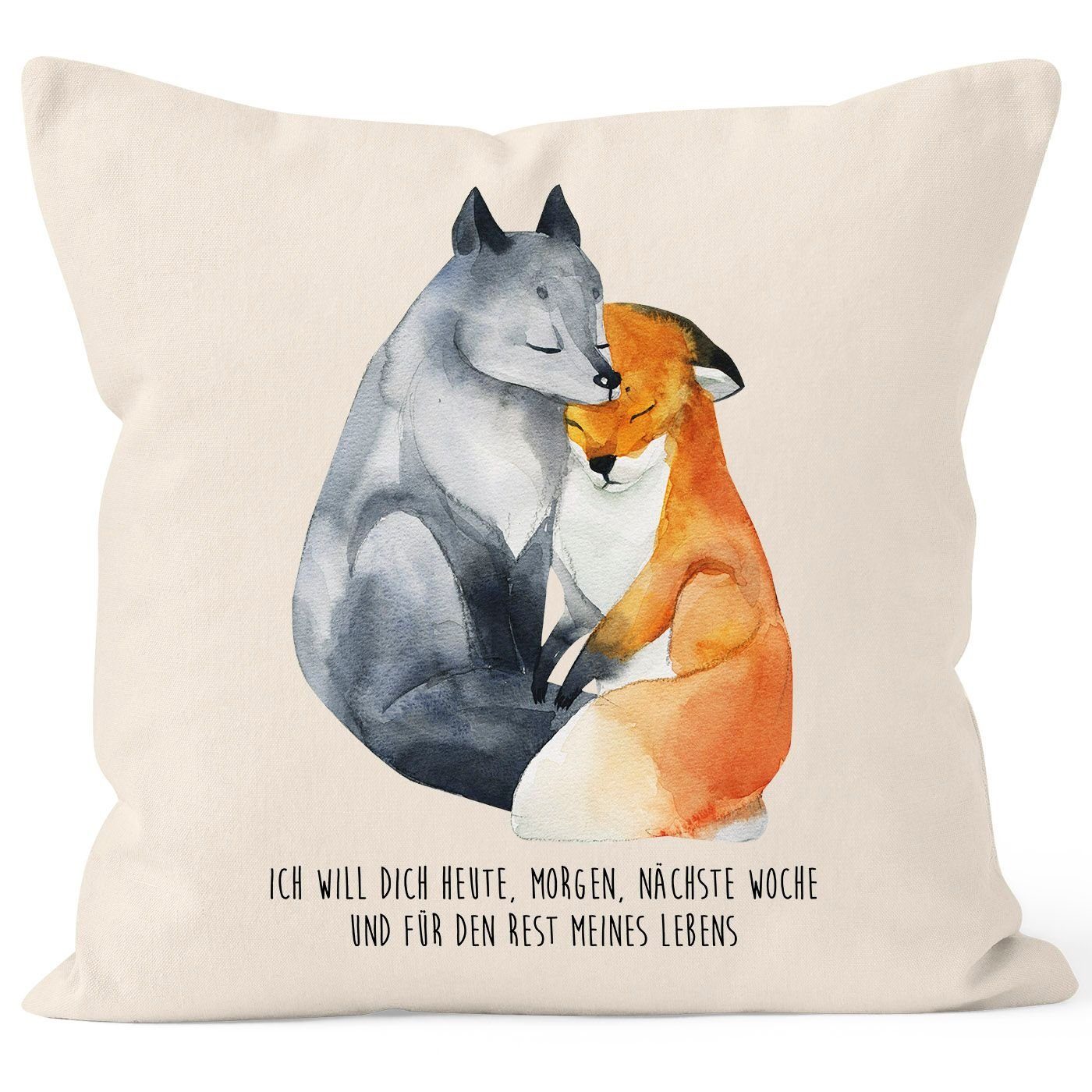 Kissen-Hülle natur MoonWorks Fuchs Dekokissen Freund MoonWorks® heute Kissen-Bezug Freundin Spruch nächste Geschenk dich Liebe Baumwolle Ich Woche morgen will verliebt