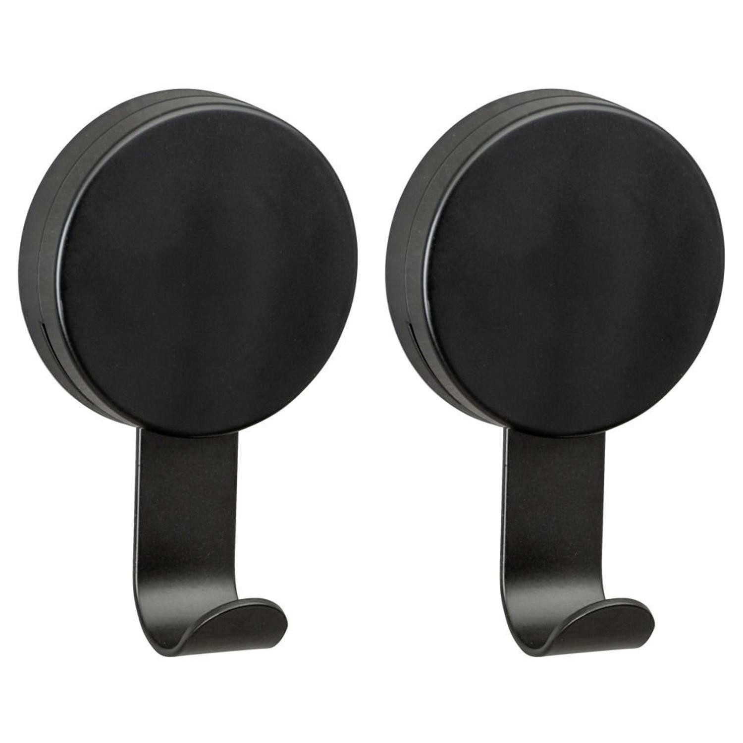 WENKO Wandhaken PAVIA, 2er Set, Schwarz, Metall, Statisch Haftend, B 6 x H 10 x T 3,5 cm