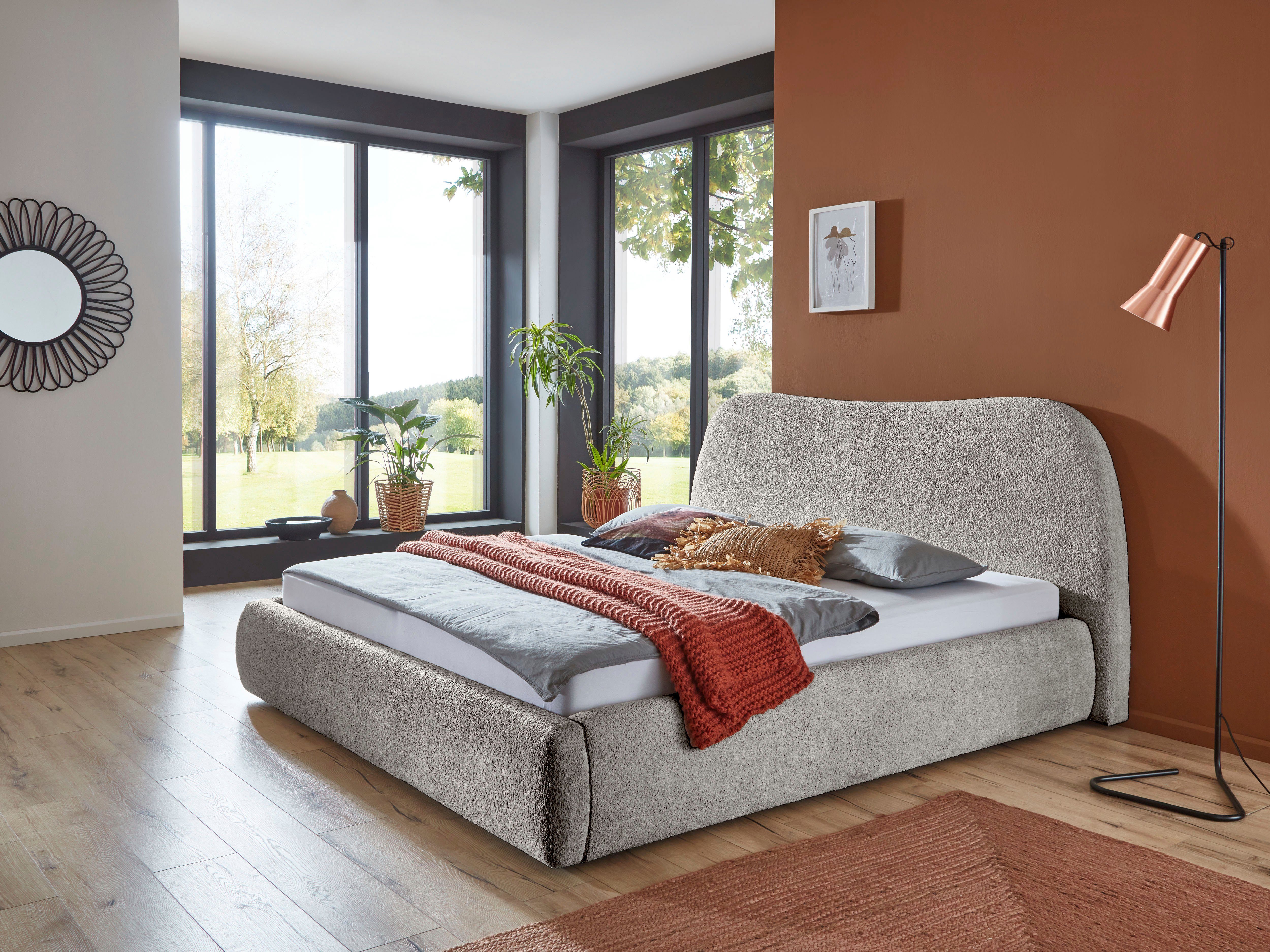 ATLANTIC home collection Polsterbett Sophie, mit oder ohne Stauraum, hochwertiger Bouclé-Bezug