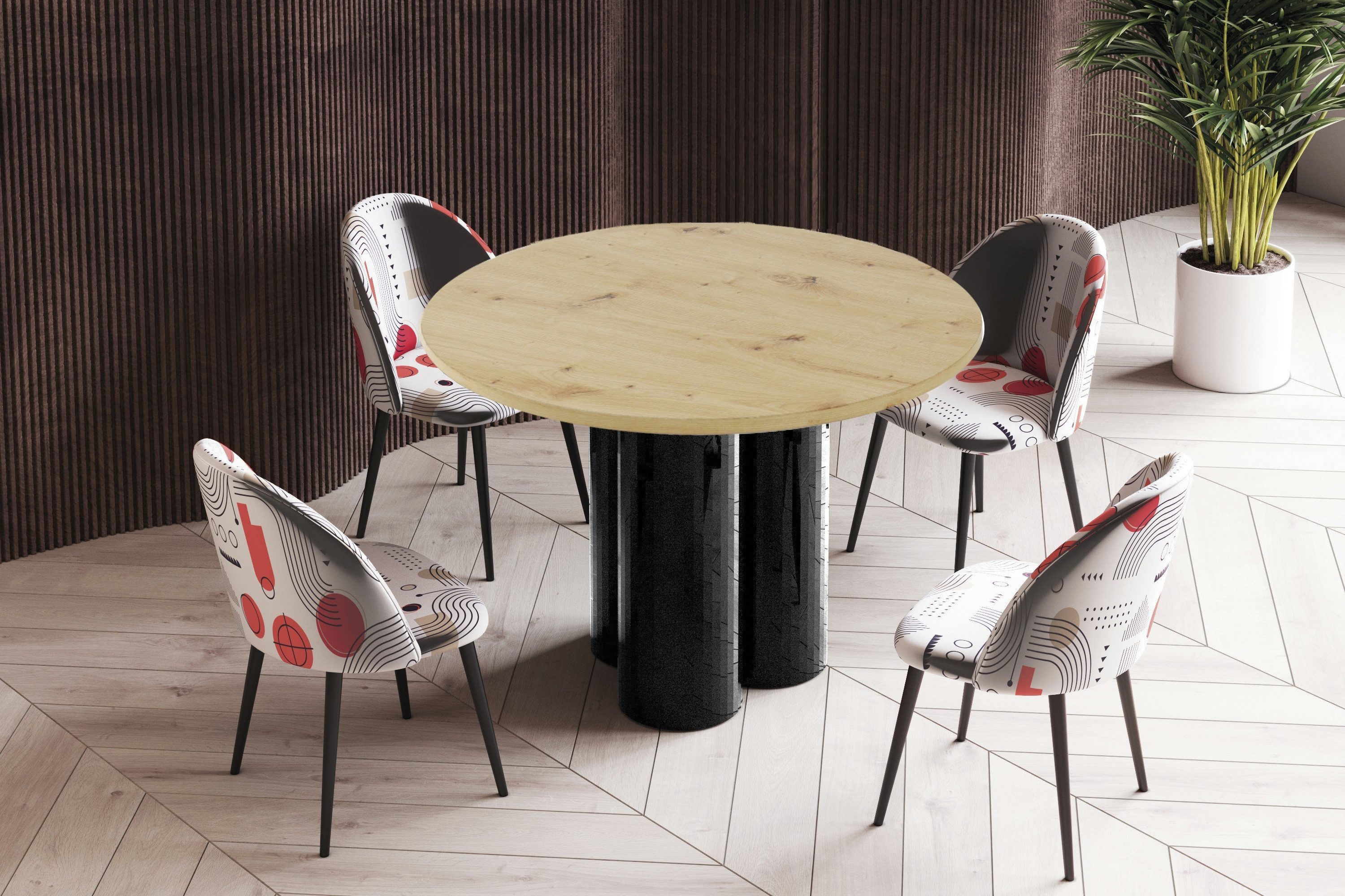 designimpex Esstisch Design Esstisch Tisch HRE-111 rund Hochglanz Esszimmer 100 x 75 cm