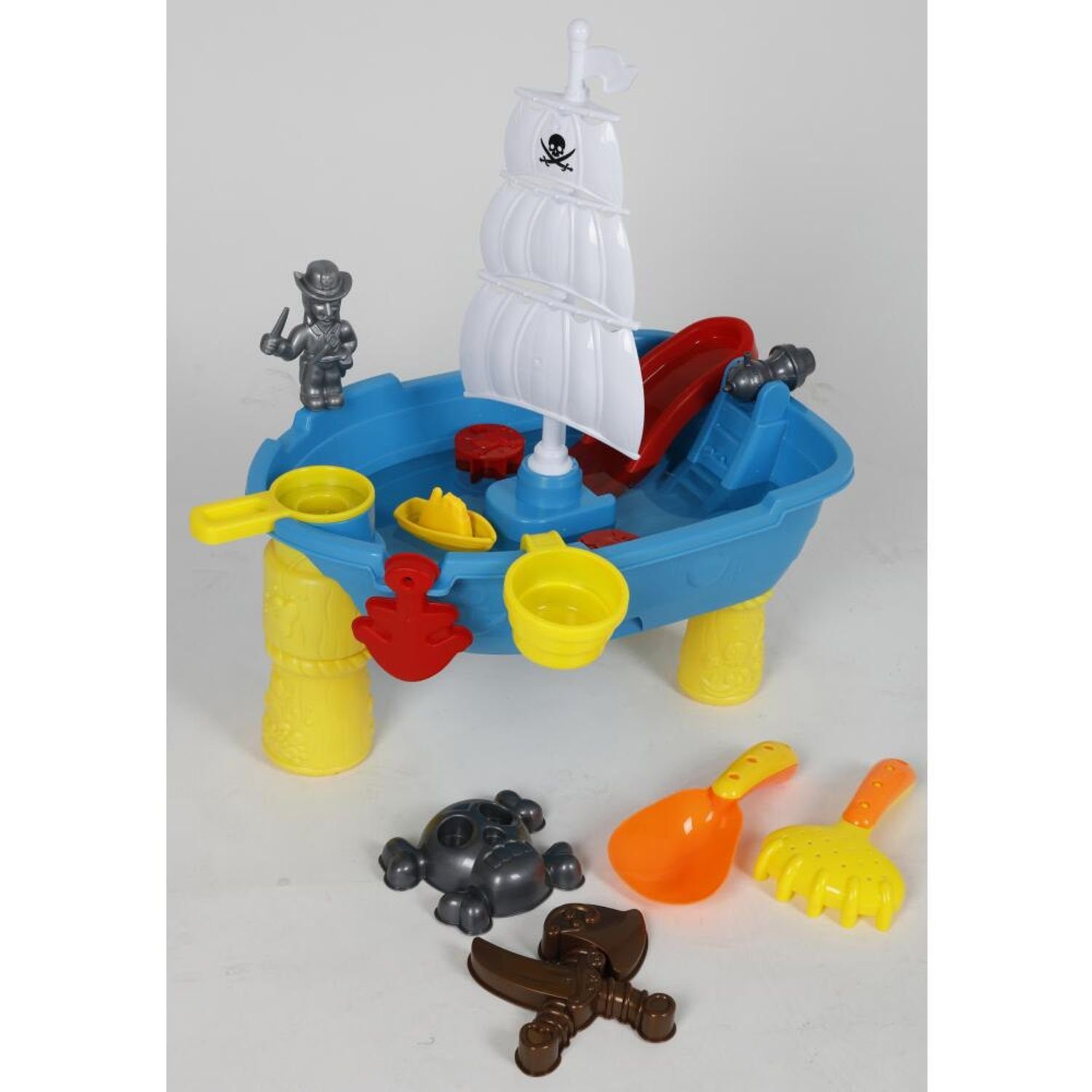 EDCO Gartentisch Spieltisch Sandkasten Wasser Kinder Spielzeug Schaufel Förmchen Harke