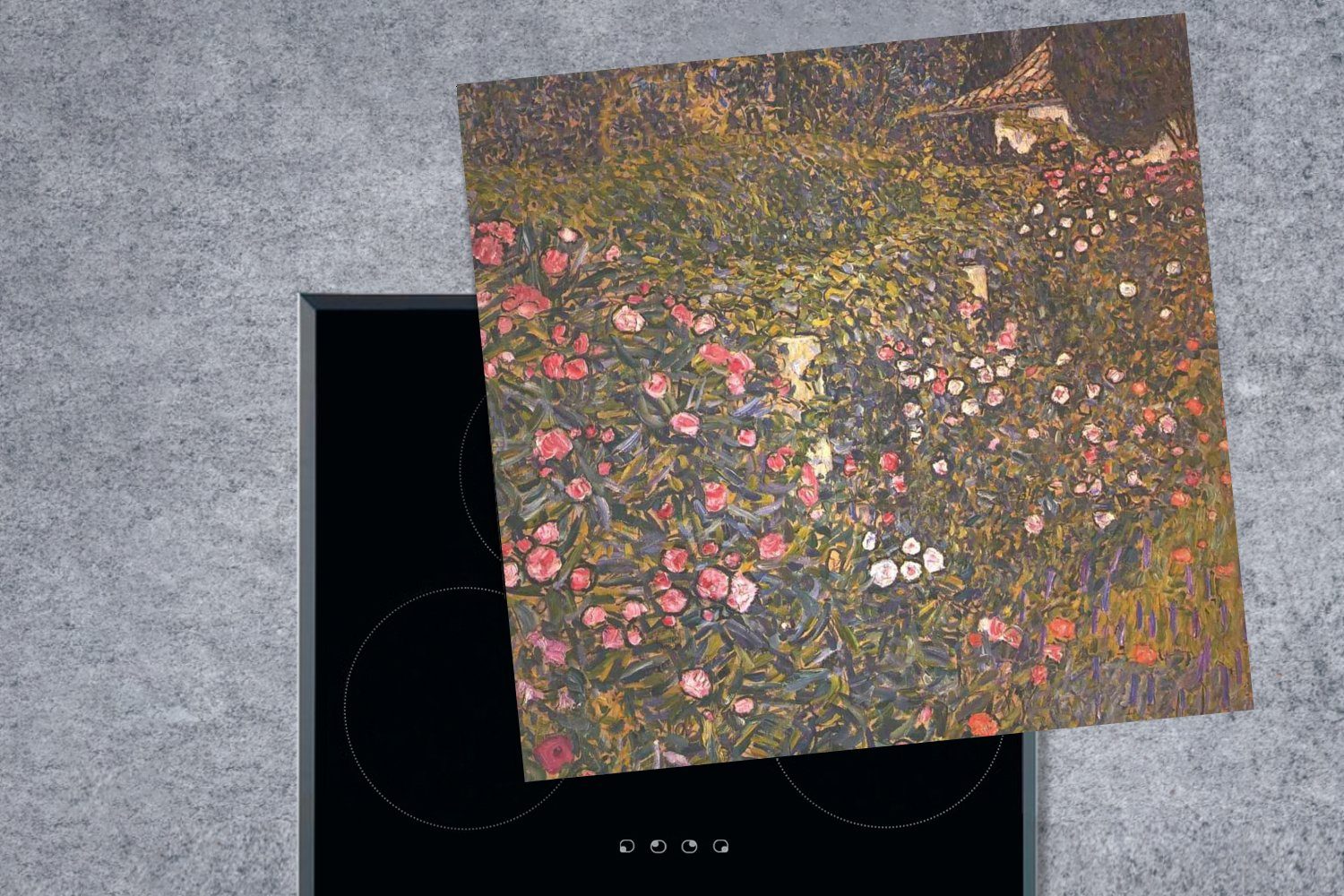- MuchoWow küche Ceranfeldabdeckung, cm, Herdblende-/Abdeckplatte Vinyl, für Gustav Klimt, Italienische Gartenbaulandschaft (1 Arbeitsplatte tlg), 78x78