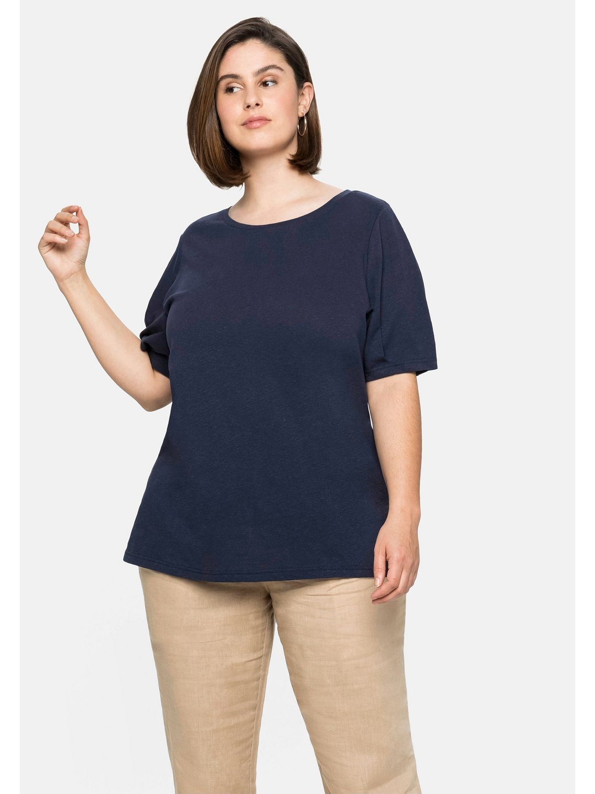 Sheego T-Shirt Große Größen aus Leinen-Viskose-Mix, mit Puffärmeln | Klassische Tuniken
