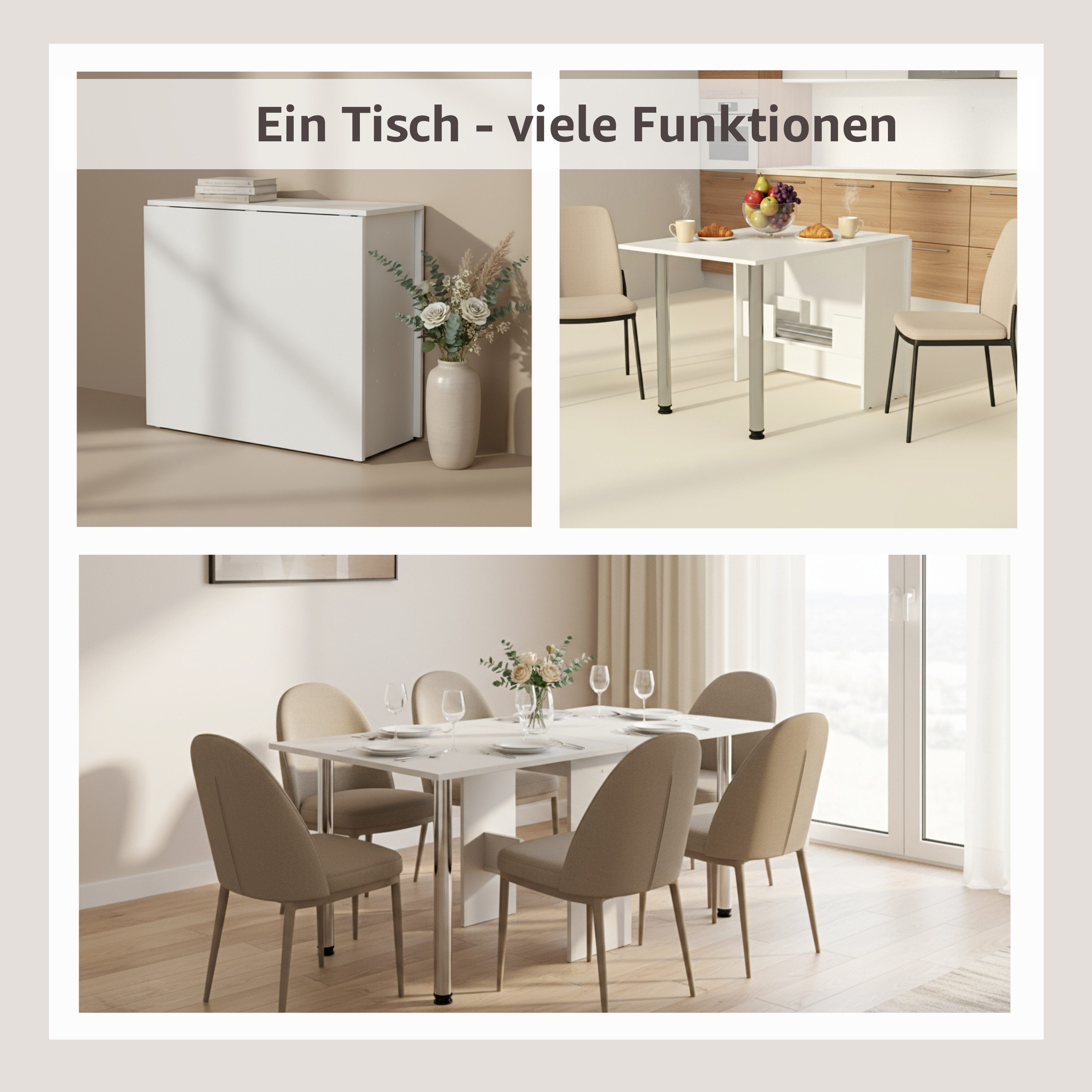 Rodnik Esstisch klappbar 2-8 Personen, stabil & platzsparend, praktische abschraubbare Beine – Bild 3 von 5