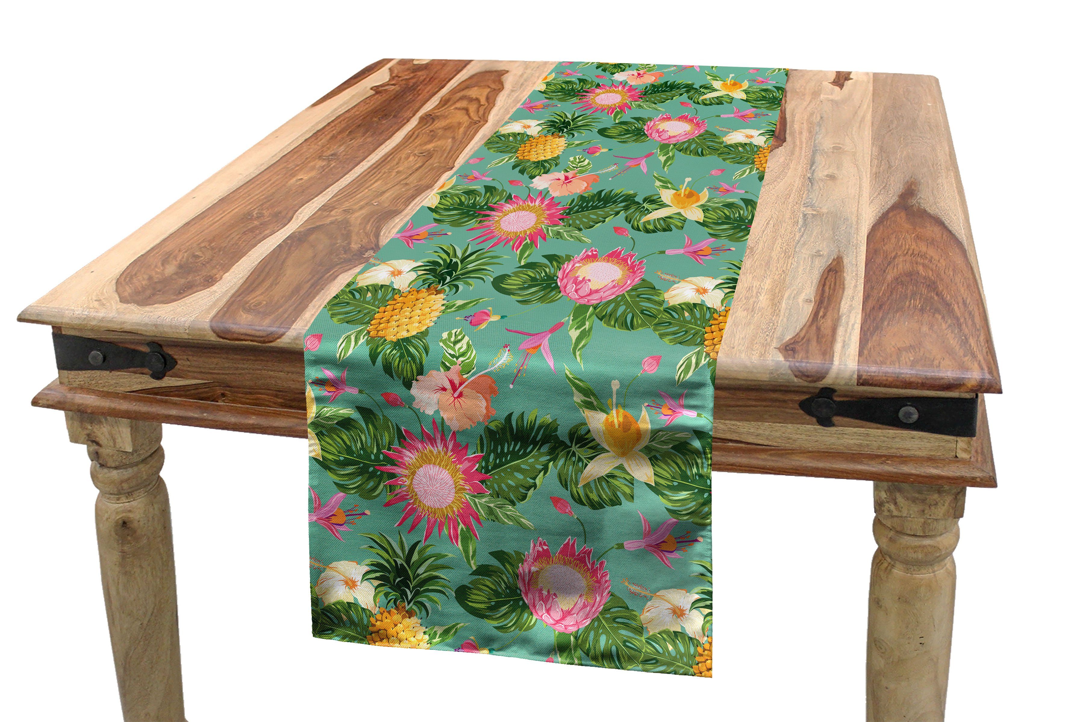Tischläufer, Tischläufer Hibiscus Rechteckiger Farben Abakuhaus Dekorativer Lebendige Blumen Küche Esszimmer