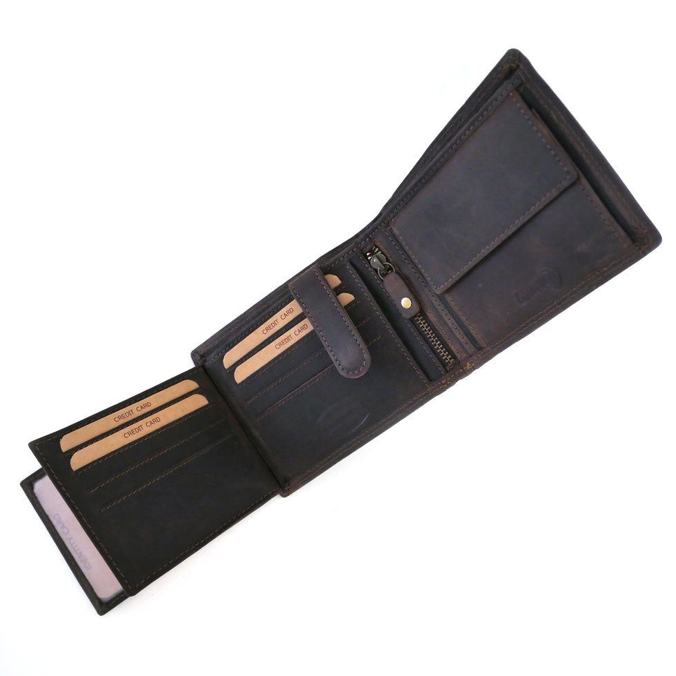 McLean Geldbörse TRAKTOR, 11 Kartenfächer mit RFID Schutz, 2 Scheinfächer, Naturleder