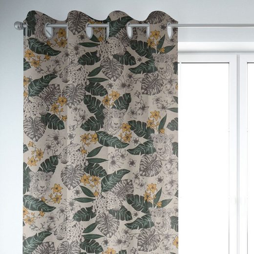 Vorhang »SCHÖNER LEBEN. Vorhang Blätter Leopard Dschungel natur grün