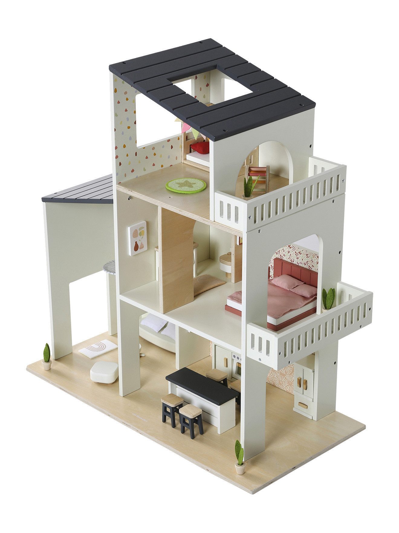 vertbaudet Puppenhaus 1019303001, aus FSC®-Holz, 3 Etagen