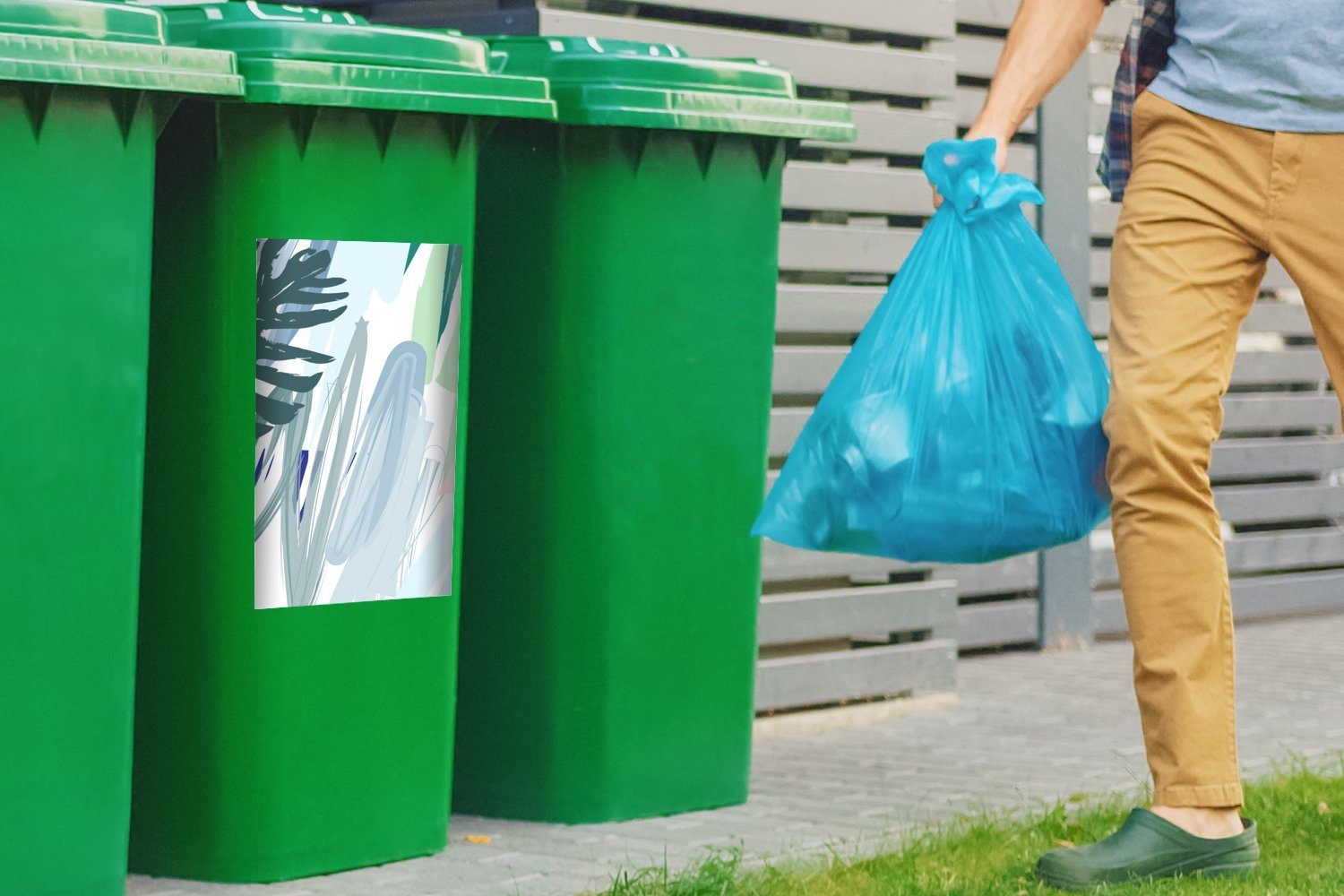 Container, MuchoWow St), Abfalbehälter Mülltonne, Weiß Mülleimer-aufkleber, (1 Grün - - Sticker, Sommer Farbe Wandsticker -