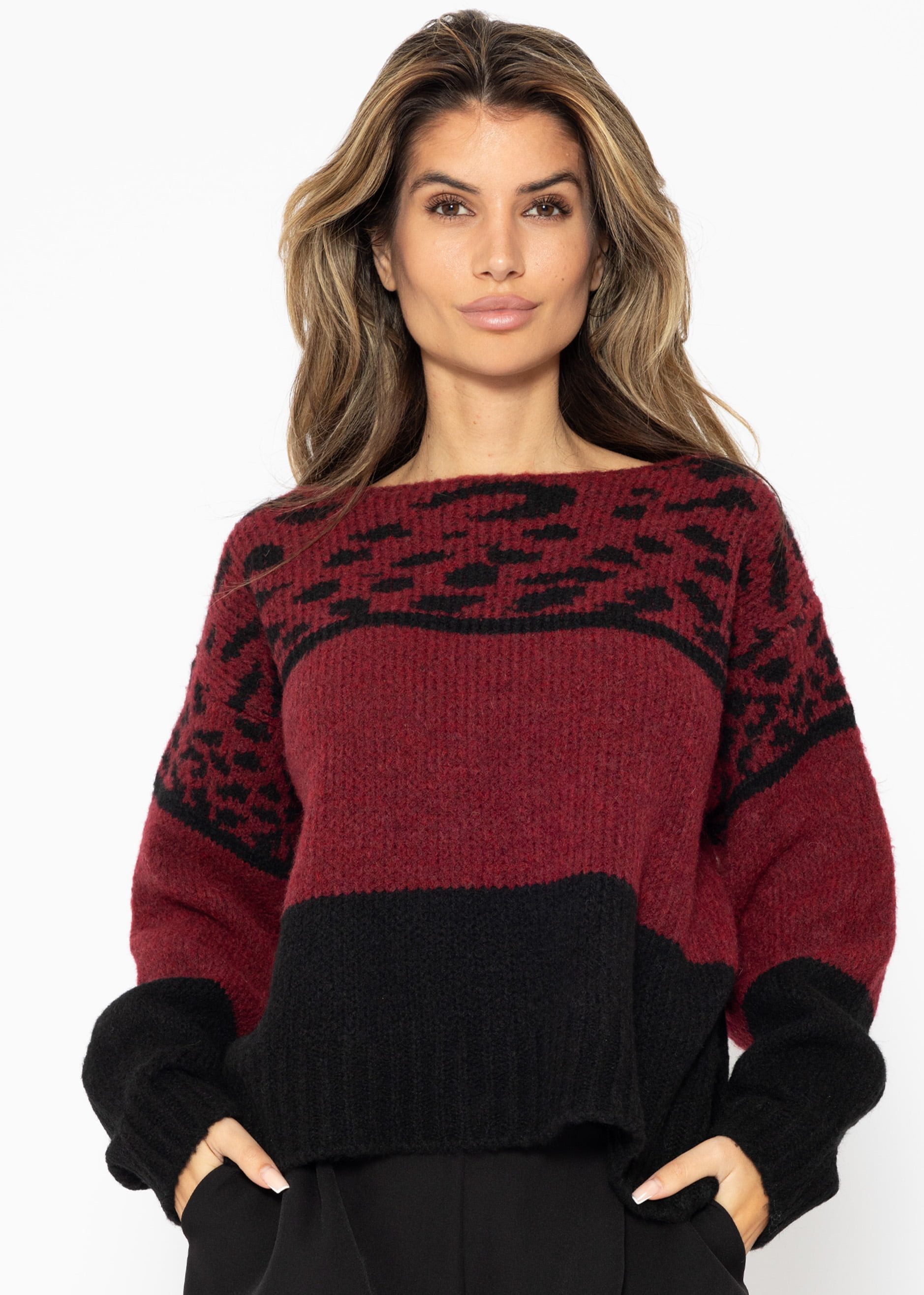 Oversize Strickpullover Muster Damen SASSYCLASSY Strickpullover - Main Image