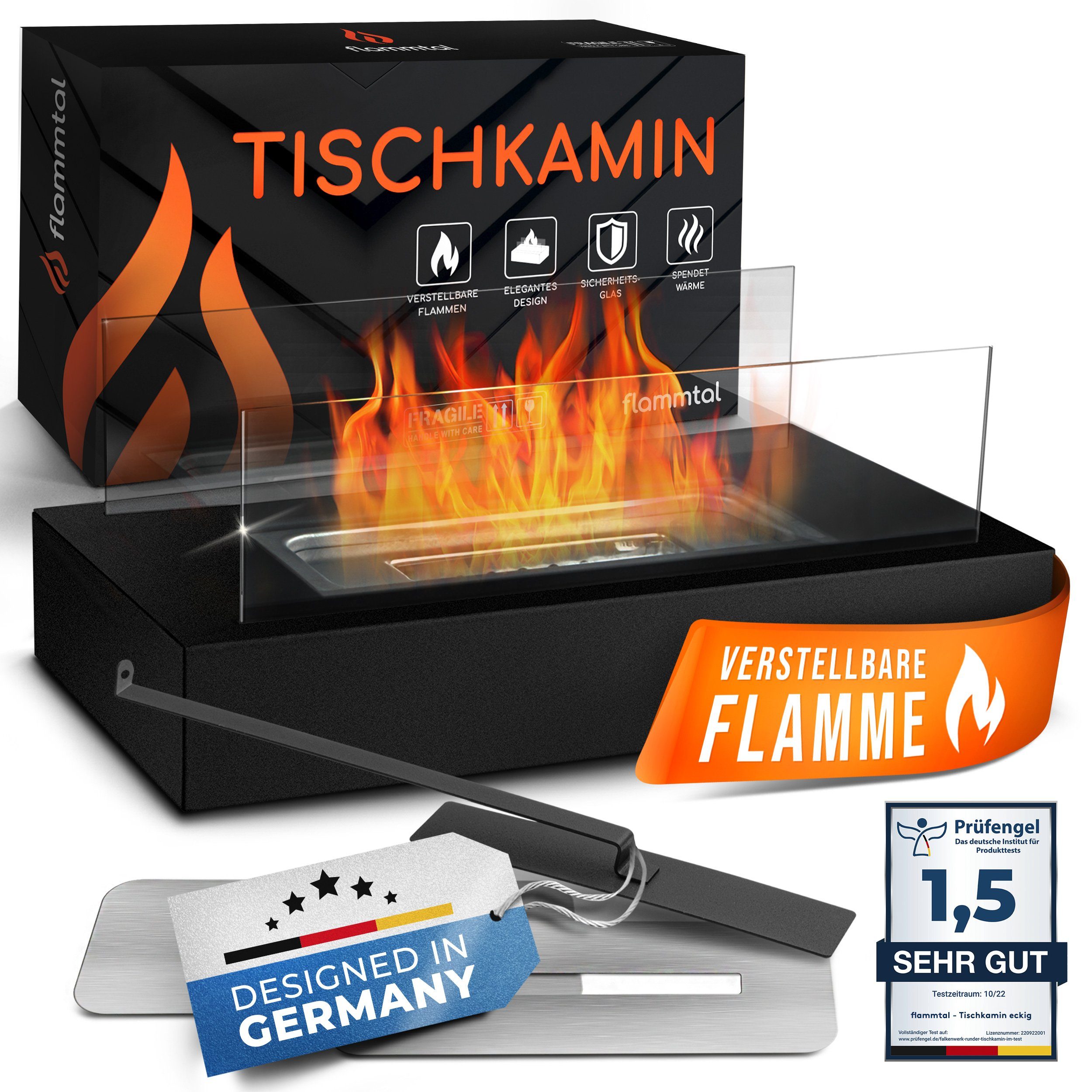 Tischkamin & für Tischkamin Outdoor, (Echtfeuer-Dekokamin), Kamin Wärmender Bioethanol flammtal Bioethanol Echtfeuer-Dekokamin Indoor
