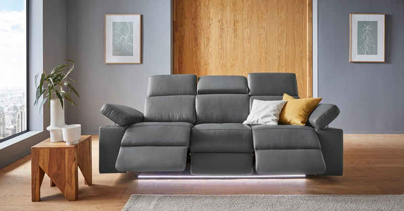 Places of Style 3-Sitzer »Kilado«, mit 2x Relaxfunktion, verstellbarer Armlehne, Kopfteilverstellung und dimmbarer LED Beleuchtung, wahlweise Relaxfunktion elektrisch