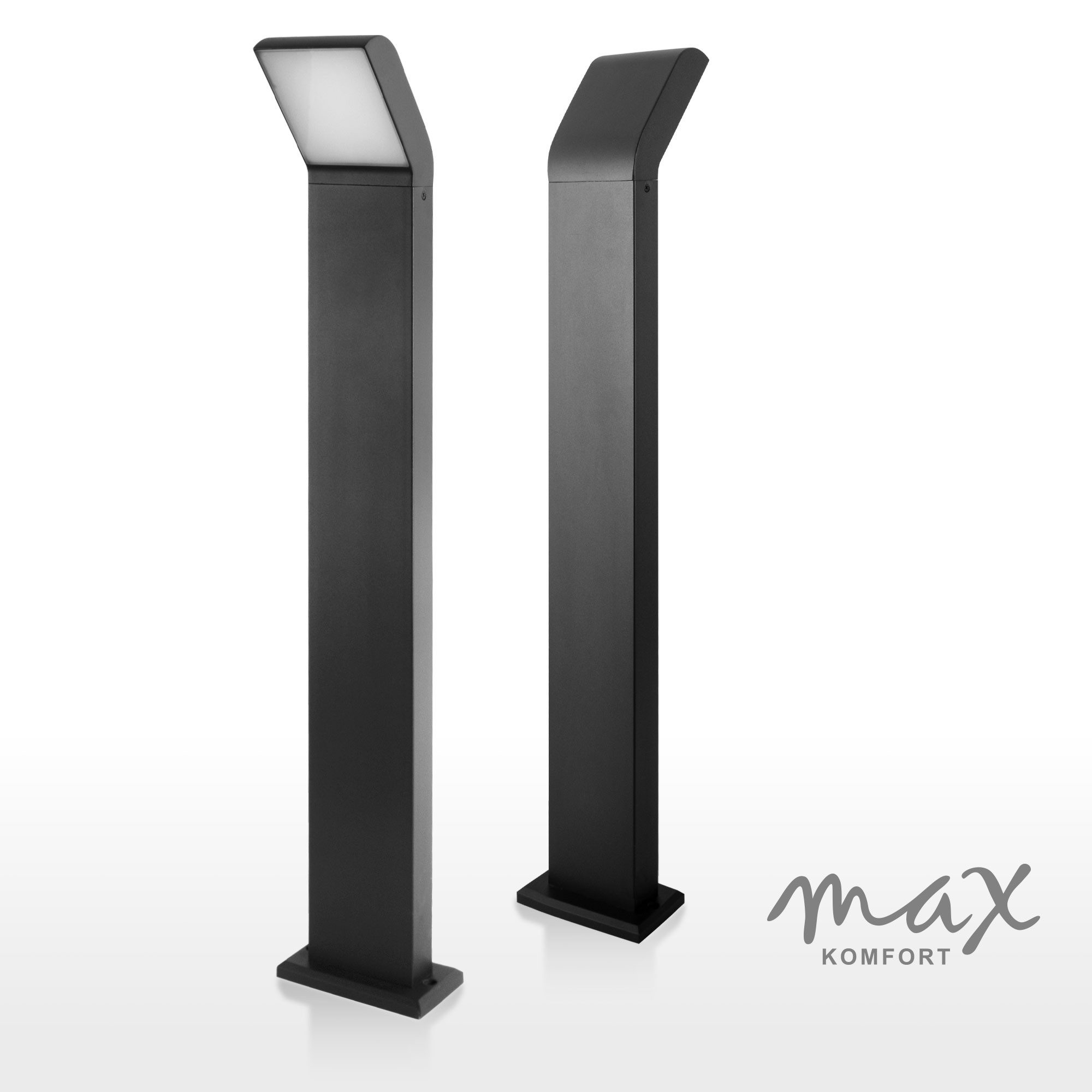 Maxkomfort LED Außen-Stehlampe, Standleuchte mit/ohne Bewegungsmelder, 10W Warmweiß 3000K, ohne Bewegungsmelder, LED fest integriert, Warmweiß, 3000K, Außenstandleuchte für Garten, Weg & Eingangsbereich - IP54 10W