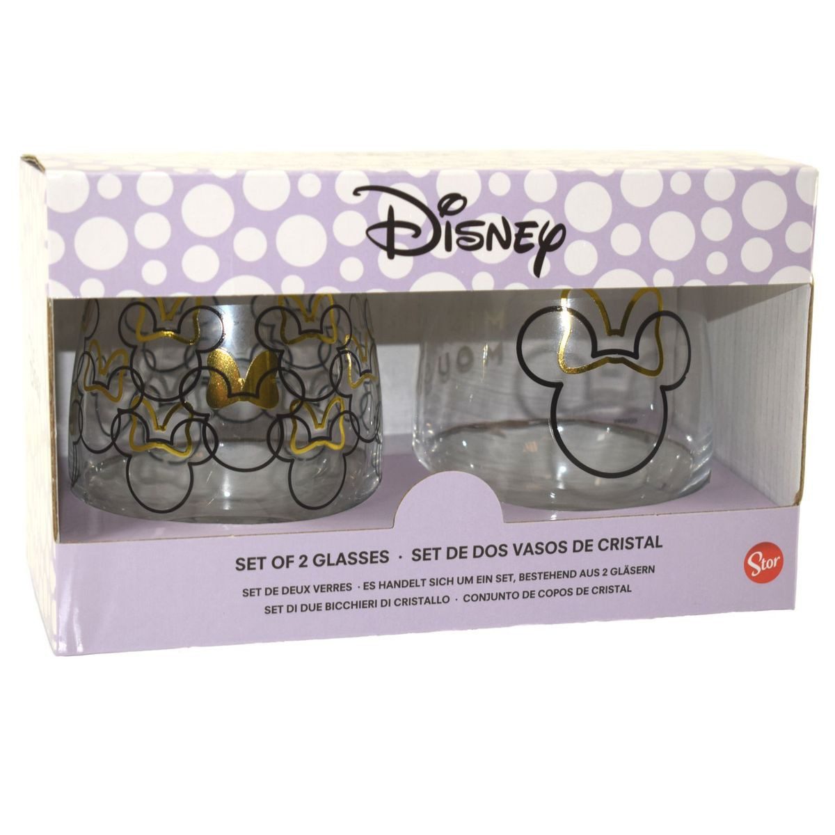 Stor Glas Disney Minnie Mouse 2 Gläser im Geschenkkarton 2er Trinkglas Set, 1-tlg., Glas, authentisches Design