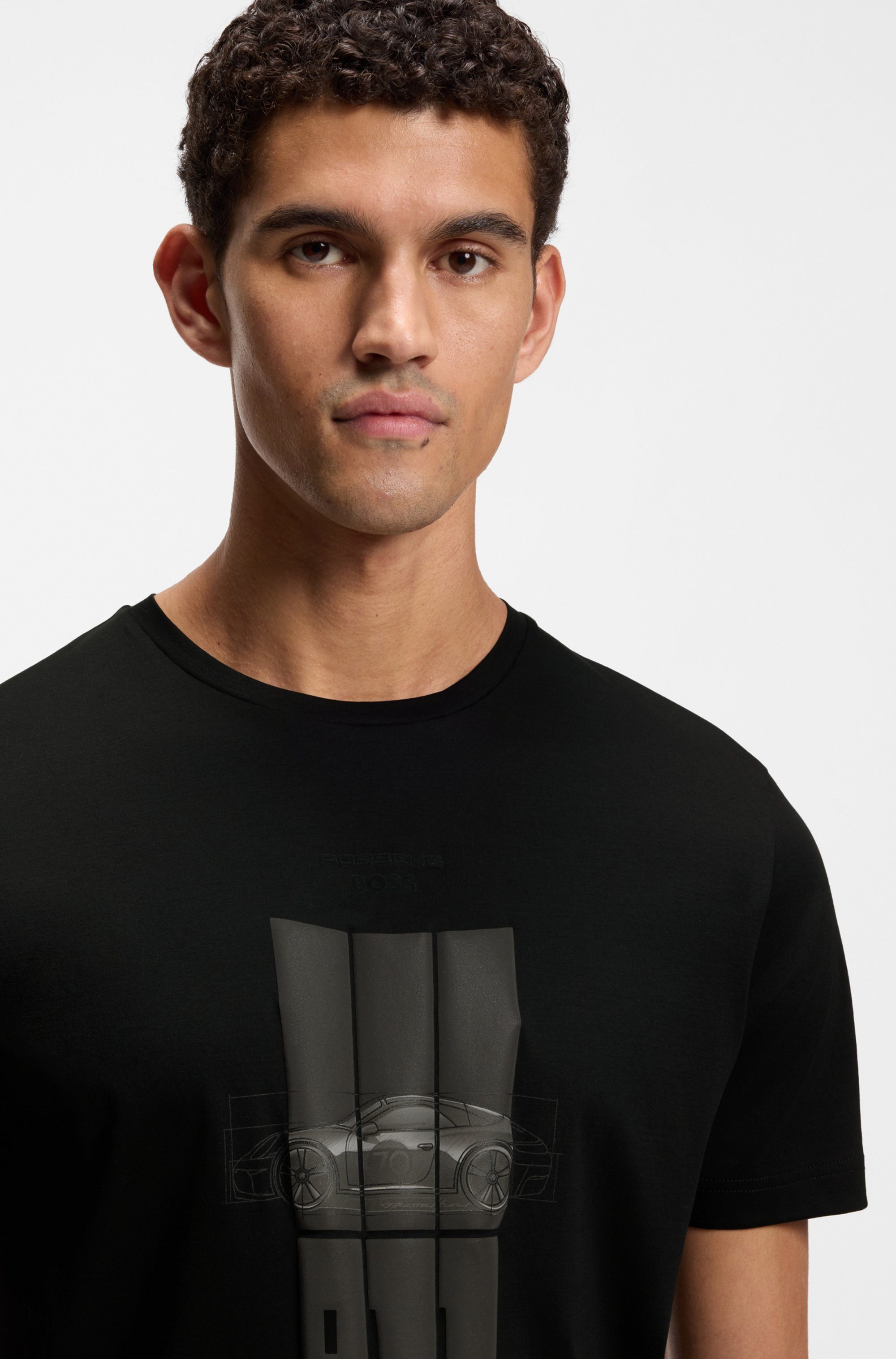 BOSS GREEN T-Shirt Porsche Spirit 70 Capsule Collection Premium Herrenmode Innovative Geruchskontroll-Technologie HEIQ MINT