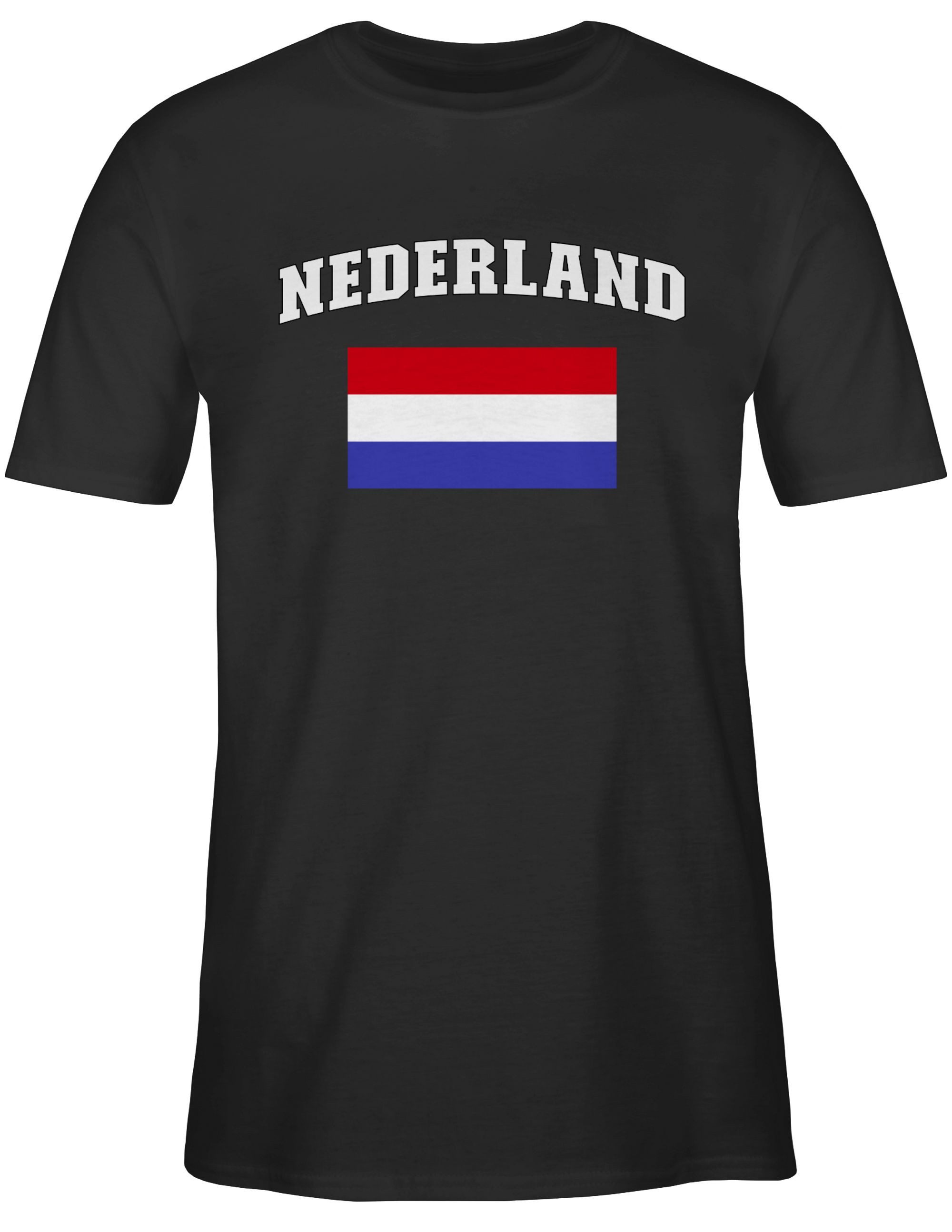 Shirtracer T-Shirt Nederland Schriftzug mit Flagge, Holland, Niederlande, Netherlands 2026 Fussball WM Fanartikel