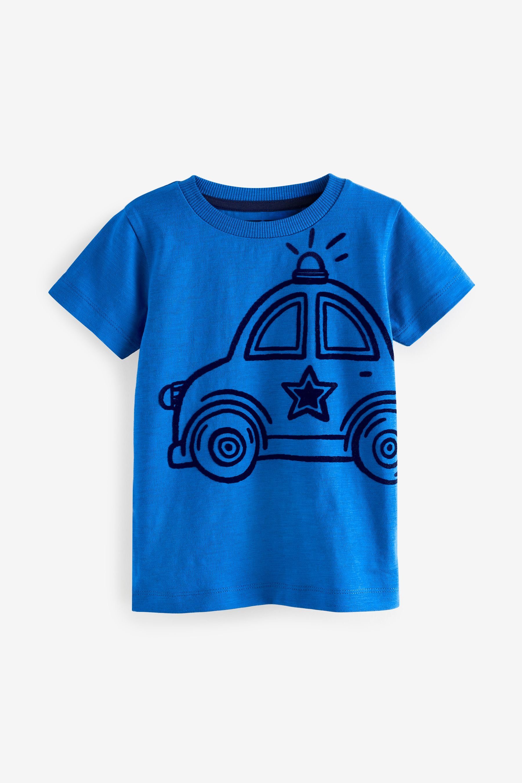 Figurenmotiv mit Next Kurzarm-T-Shirt T-Shirt (1-tlg) Cobalt Car Blue