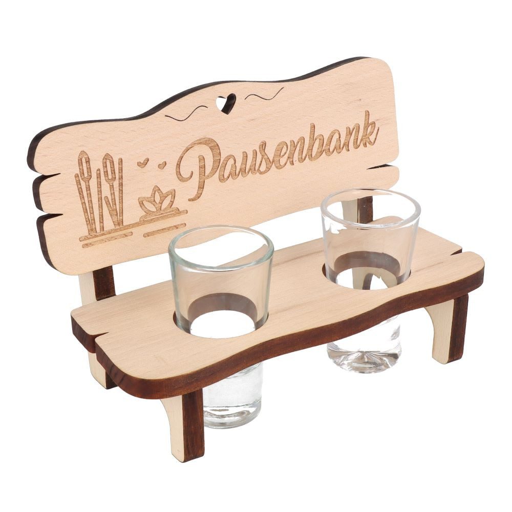 Schnapsglas Schnapsbank mit Farbdruck und 2 Gläsern, Geschenk für Wanderer
