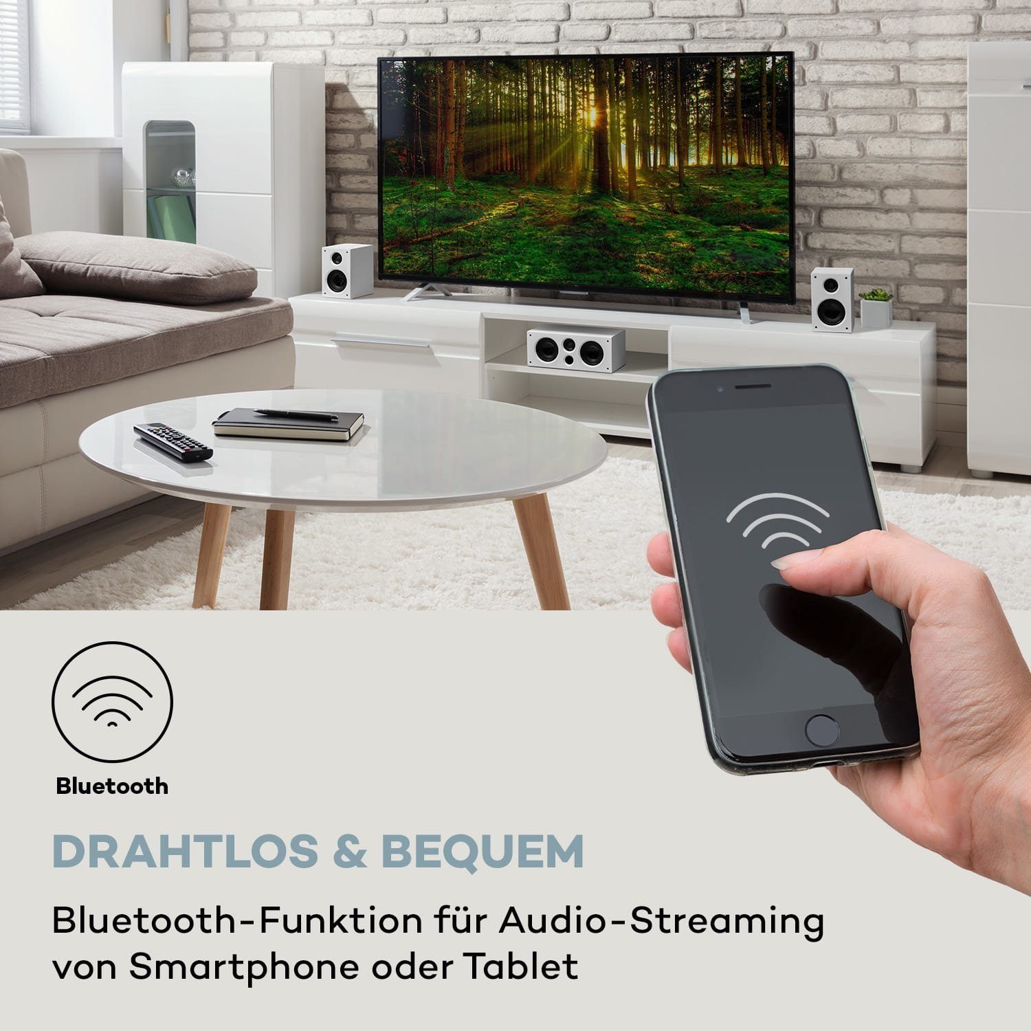 DG System Auna 5.1 Areal Weiß 525 (Bluetooth) Lautsprecher 5.1-Surround-System