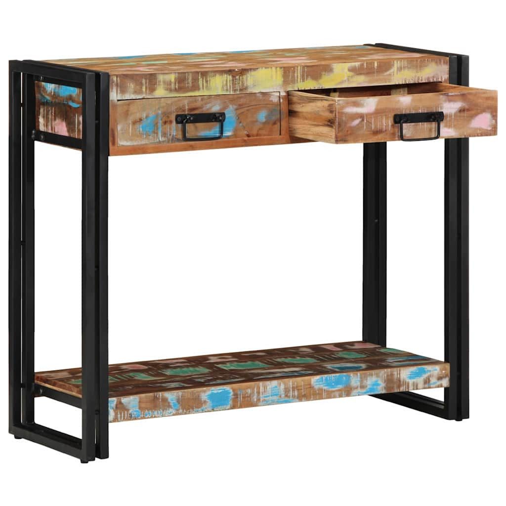 vidaXL Beistelltisch Konsolentisch mit Regal Mehrfarbig Massives upgecyceltes Holz (1-St)