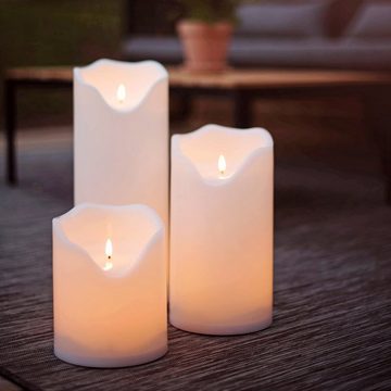STAR TRADING LED-Kerze XXL Kerze Kunststoff flackernd H:40cm für Balkon Terrasse Garten weiß