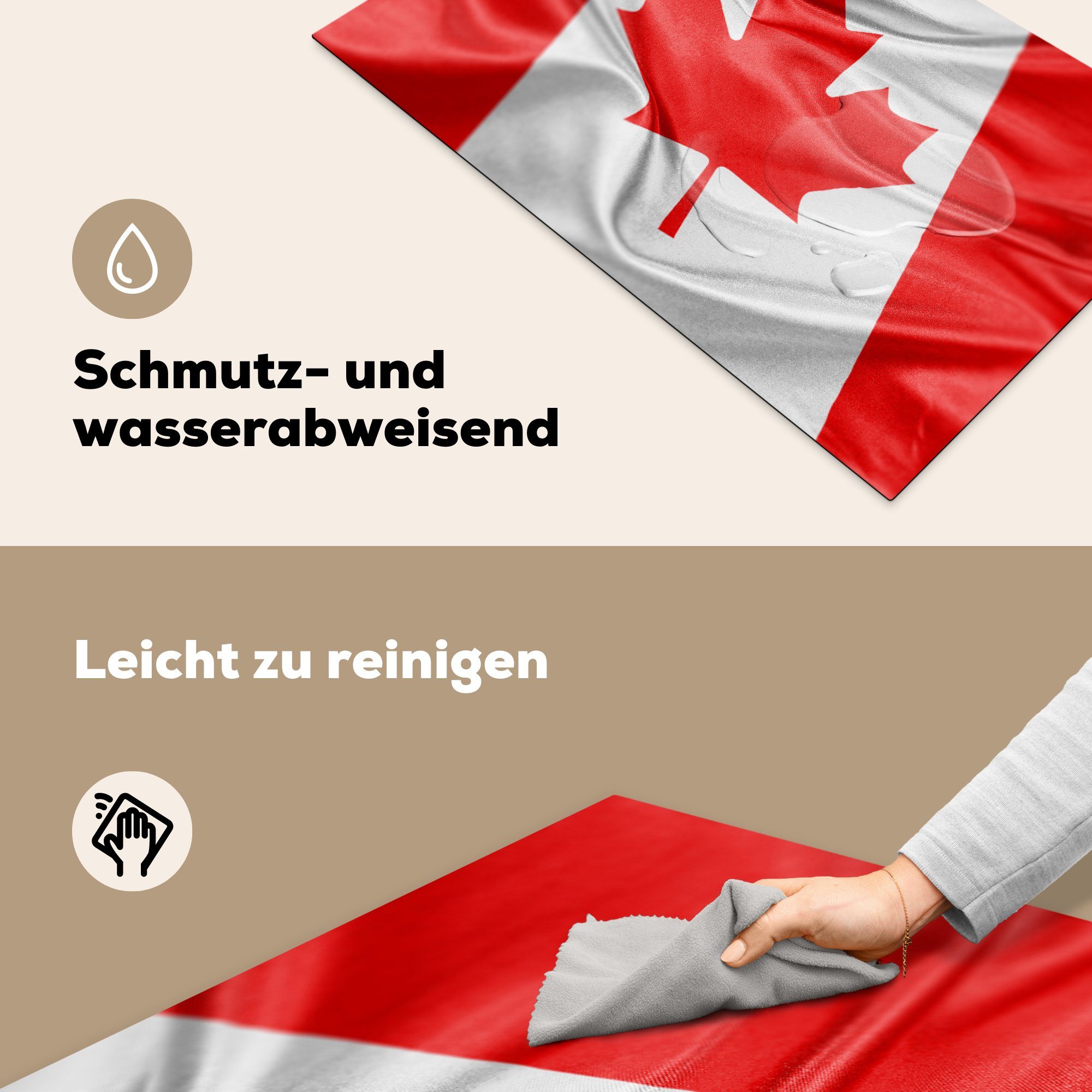 küche Hohe Auflösung für MuchoWow Ceranfeldabdeckung, Vinyl, (1 Kanada, von der Herdblende-/Abdeckplatte Flagge 83x51 tlg), cm, Arbeitsplatte