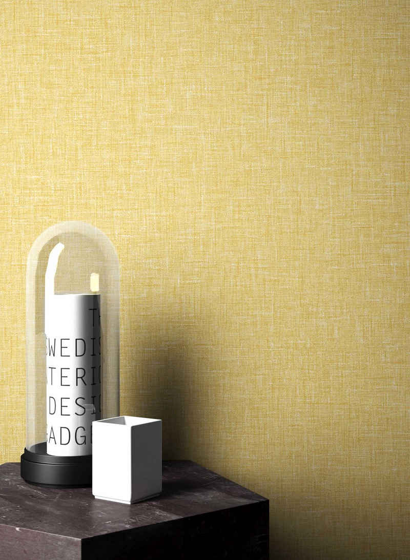 Newroom Papiertapete, Gelb Tapete Retro Unifarbe - Unifarben Natur Uni Struktur für Büro Diele/Flur Schlafen