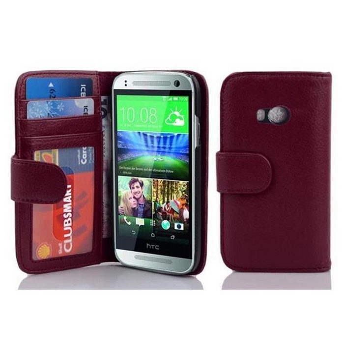 Cadorabo Handyhülle 3 Kartenfächer HTC ONE M8 MINI Klappbare Handy Schutzhülle - Hülle - mit Standfunktion und Kartenfach