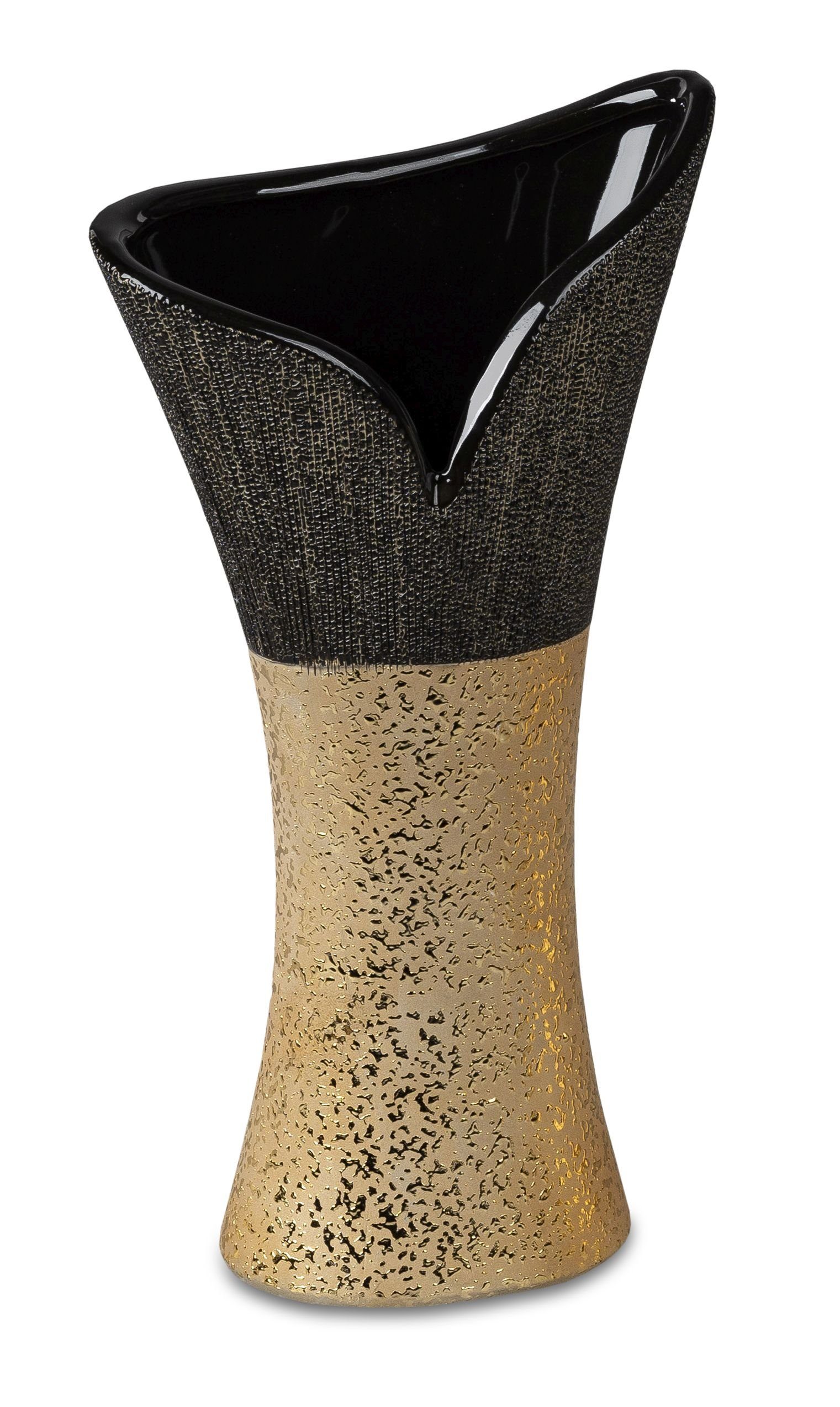 Small-Preis Dekovase Formano Vase in schwarz - gold in verschiedenen Varianten, aus Keramik