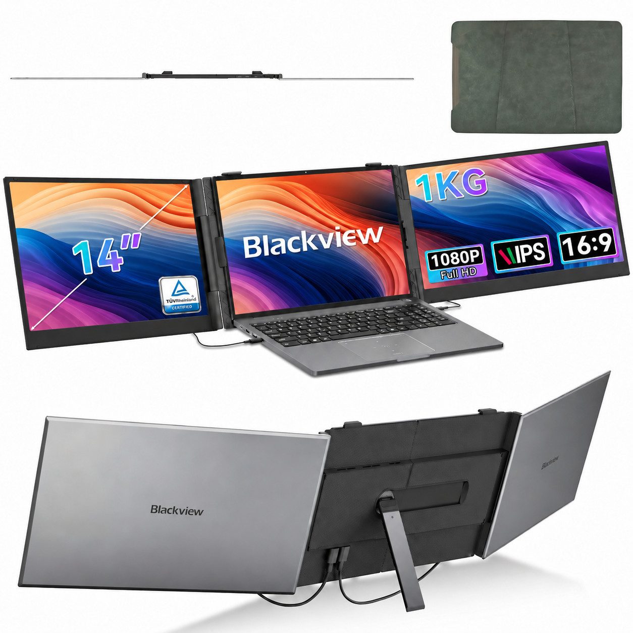 blackview D6/D8 14/15,6 Zoll Dual-Screen FHD IPS Laptop Bildschirmerweiterung Portabler Monitor (35 cm/14 ", 1920x1080 / 1920×1200 px, Full …
