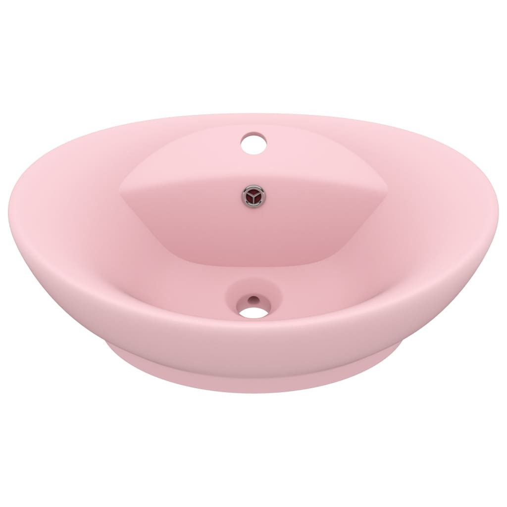 vidaXL Раковины Раковины Badezimmer Aufsatzwaschbecken Überlauf Oval Matt-Rosa 58,5