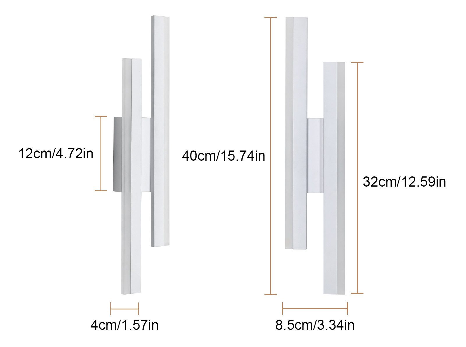 Goeco Wandleuchte Einfache LED Lampe,weiße Acryllampe,40*9.5*4cm,16W,3000K, günstig online kaufen