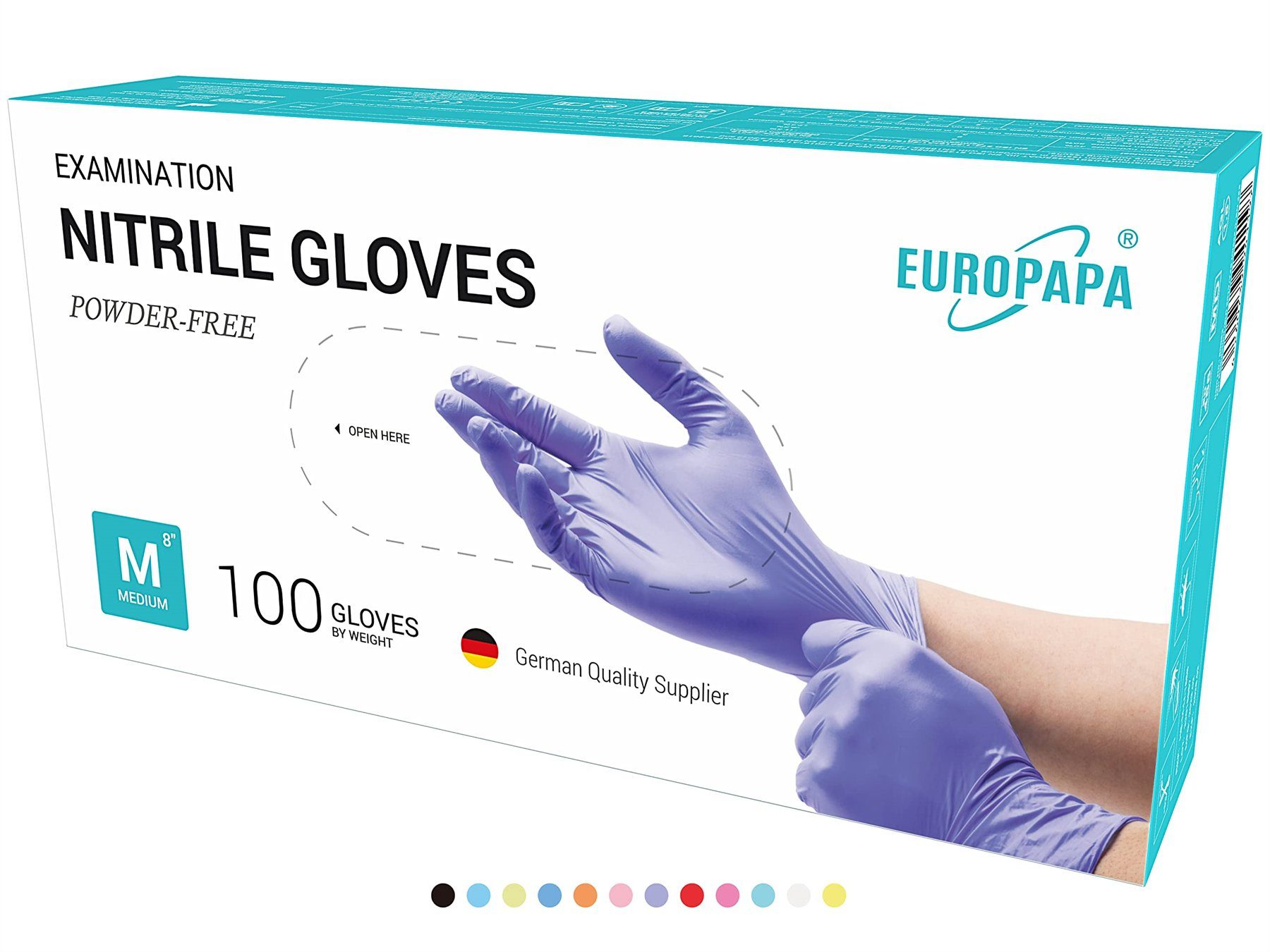 EUROPAPA Nitril-Handschuhe Medical Einmalhandschuhe Untersuchungshandschuhe (200, puderfrei ohne Latex, Gummihandschuhe, EN455 EN374) unsteril latexfrei disposible gloves