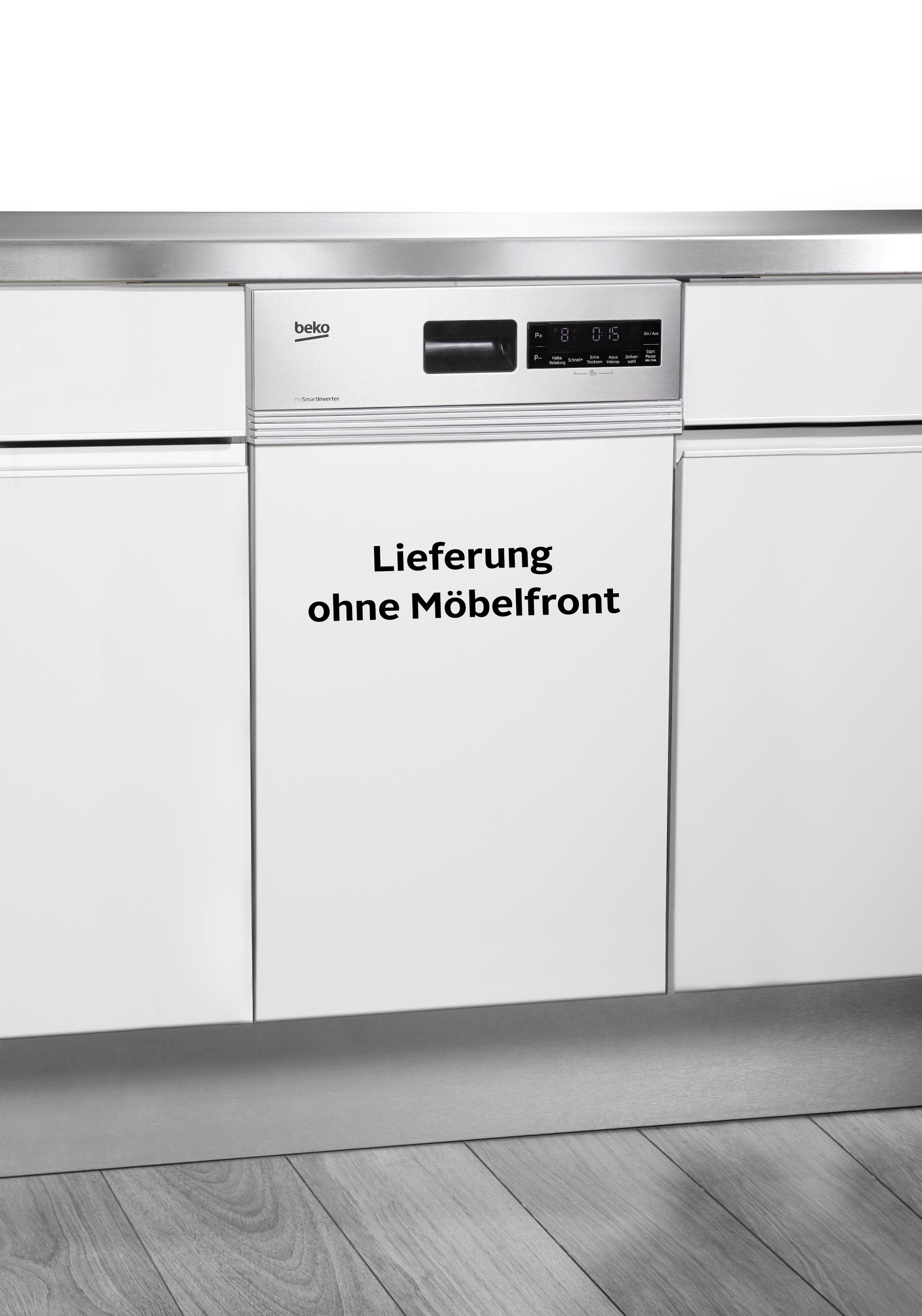 BEKO teilintegrierbarer Geschirrspüler DSS28021X, 11 Maßgedecke, Doppelt gut organisiert – inklusive Besteckschublade und Besteckkorb