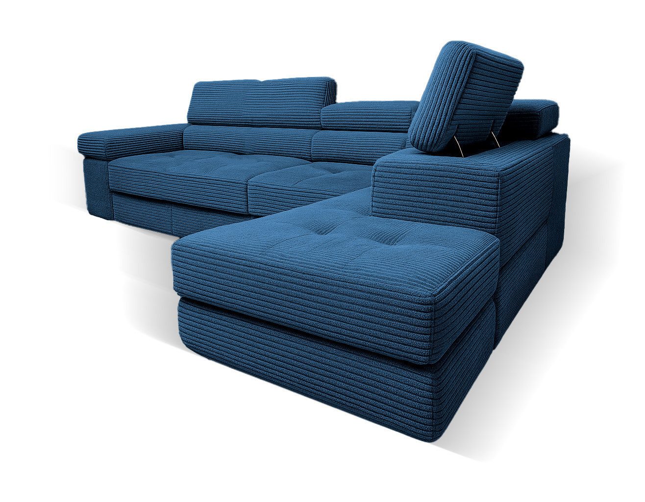 Goldstoff Ecksofa mit Schlaffunktion, Cord Couch für Wohnzimmer - Cord Ecksofa, Cord Sofa VOYAGE 2 Teile, Großer Bettkasten