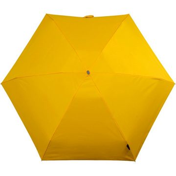 Knirps® Taschenregenschirm winziger Damen-Taschenschirm, leicht und flach, für die Handtasche - Travel gelb yellow