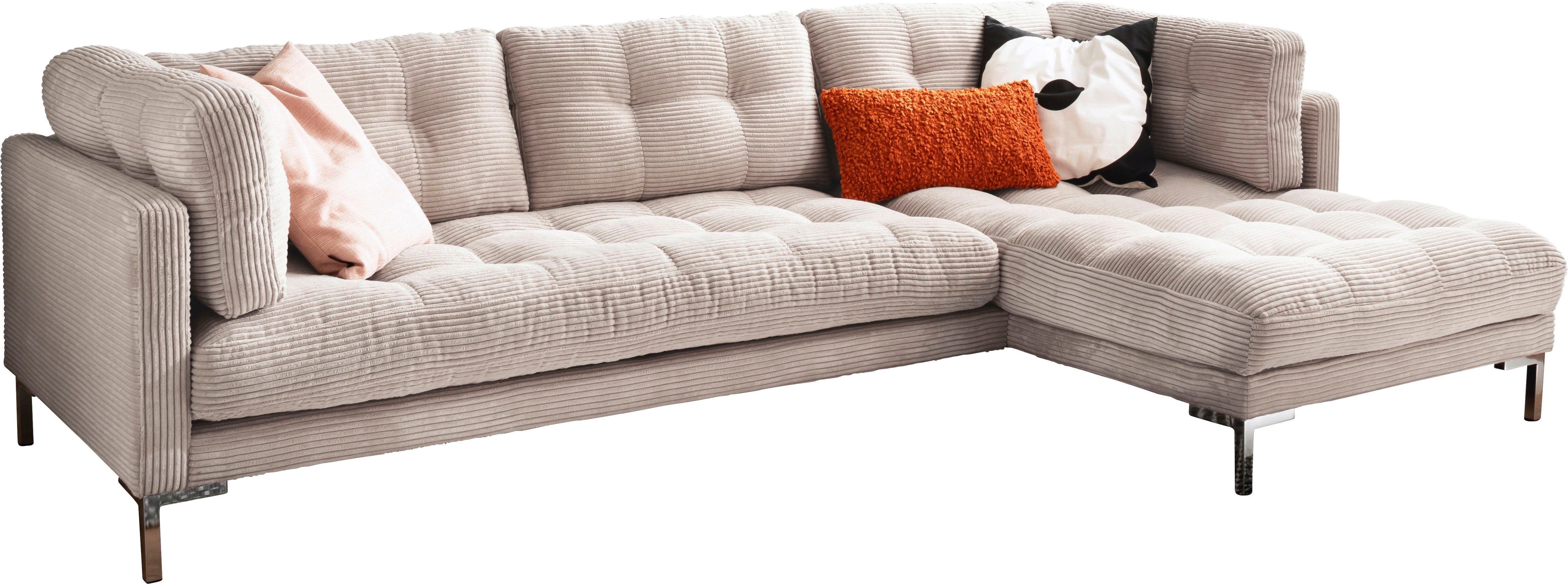 Trends by HG Ecksofa "Landau L-Form", in Cord-Stoff mit Metallfuß günstig online kaufen