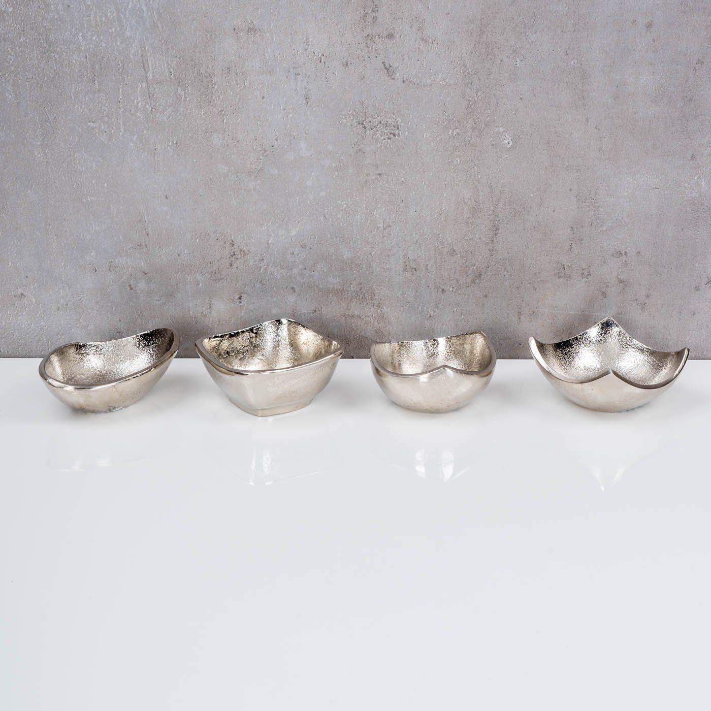 Tischdeko Dipschale Dekoschale, Schalen Levandeo® Aluminium 4er Deko Silber Ø10cm Set Mini