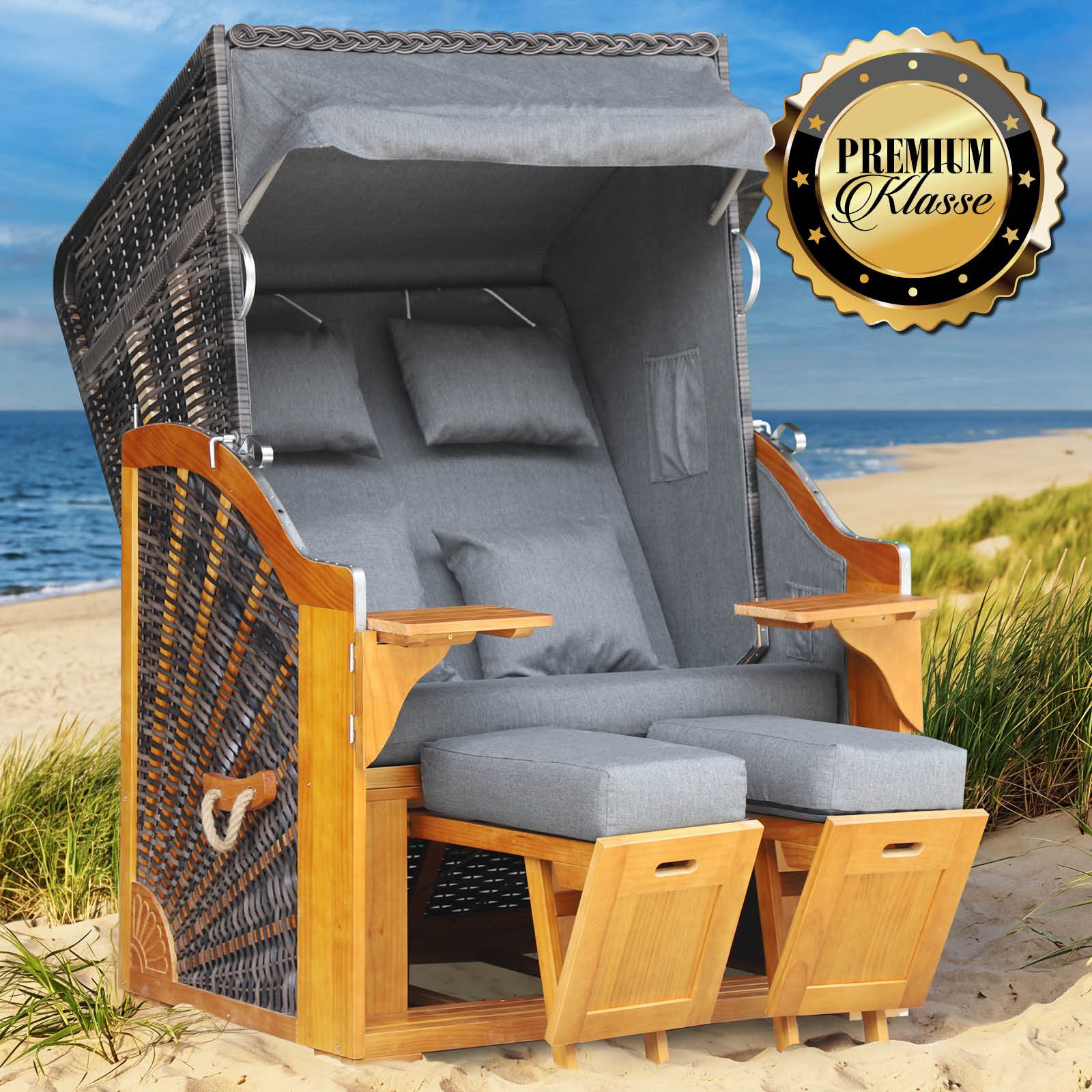 BRAST Strandkorb BRAST Strandkorb Bornholm Premium, 123cm Breite, 3 Designs, Bornholm