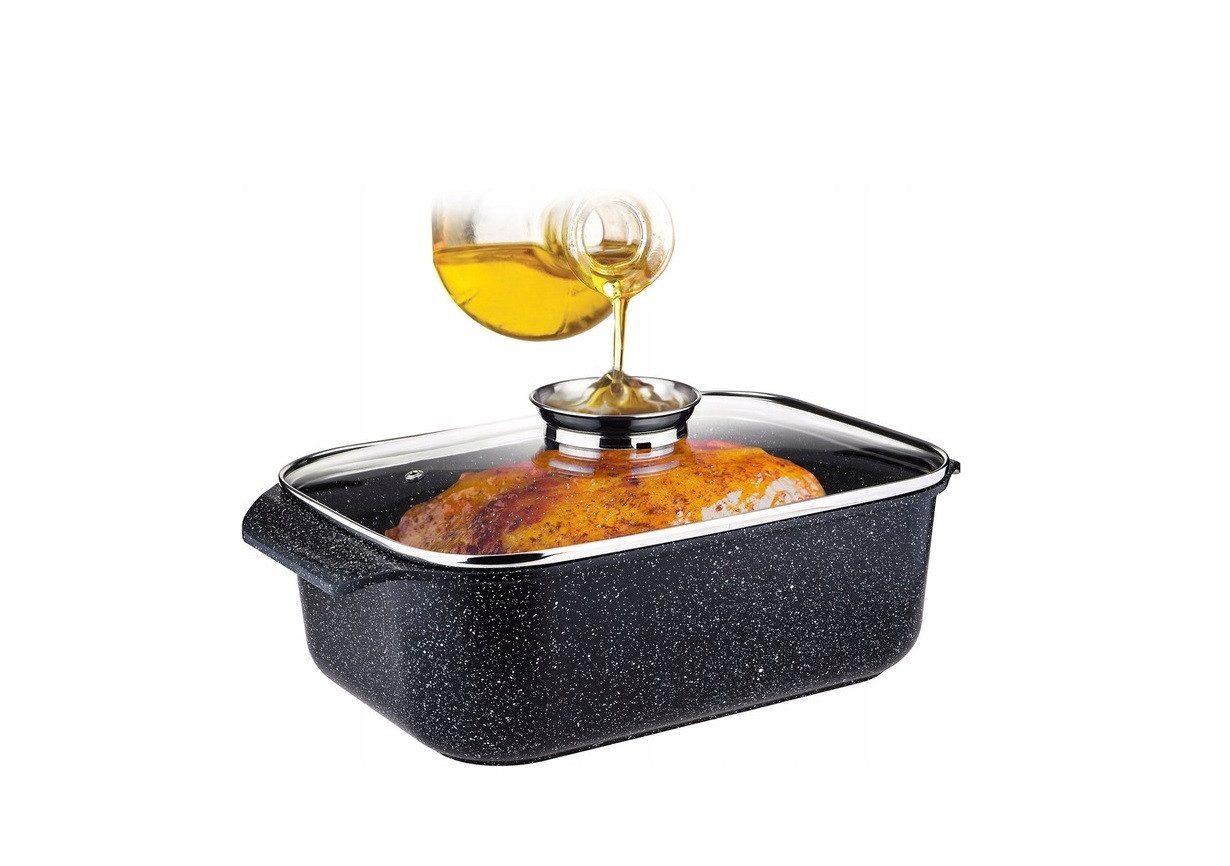 KlönBerg Bräter Bräter ideal zum Braten von Enten und Gänsen, Steinbeschichtung, Aluminiumguss, Aluminium, Keramik, Edelstahl (Multifunktional, geeignet zum Kochen, Braten und Backen!, 2-tlg., Es ist eine perfekte Geschenkidee für jeden Anlass), Innovative Aroma Knob-Griffe