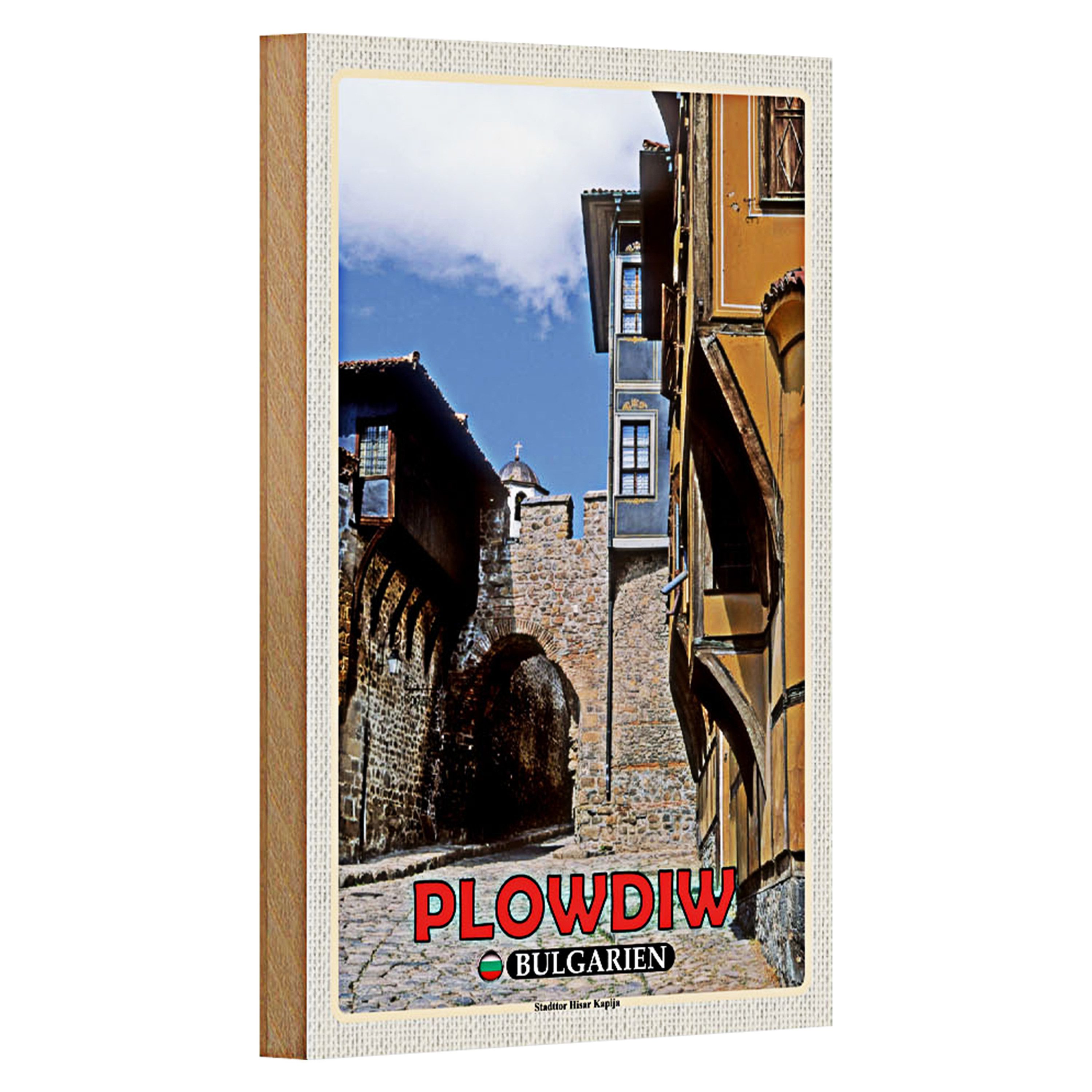 Roomando Holzbild Reise 12x18cm Plowdiw Bulgarien Stadttor Hisar Kapija
