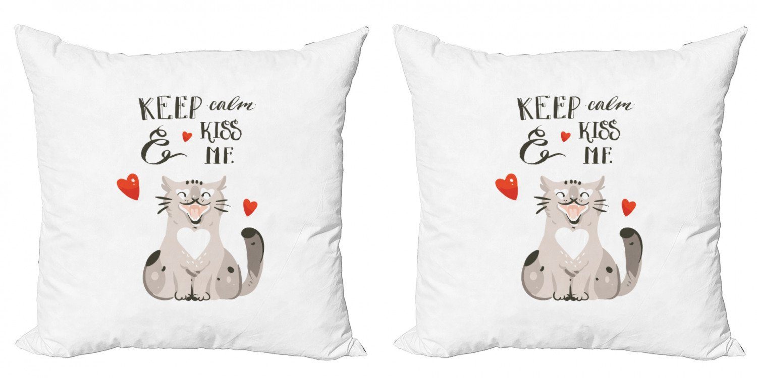 Kissenbezüge Modern Accent Doppelseitiger Digitaldruck, Abakuhaus (2 Stück), Valentinstag Cartoon-Katze