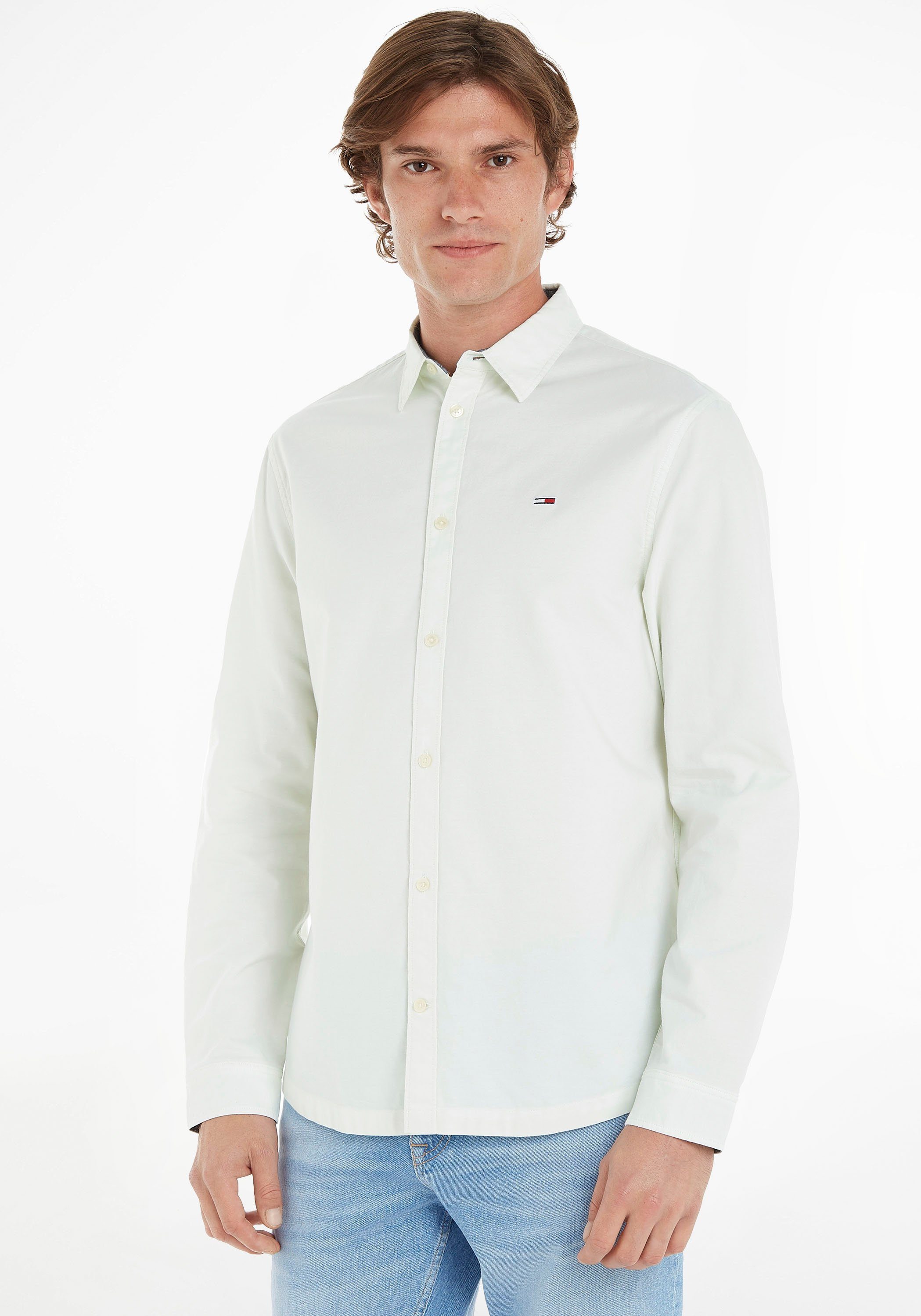Tommy Jeans Langarmhemd TJM CLASSIC OXFORD SHIRT mit Knopfleiste Minty | Freizeithemden