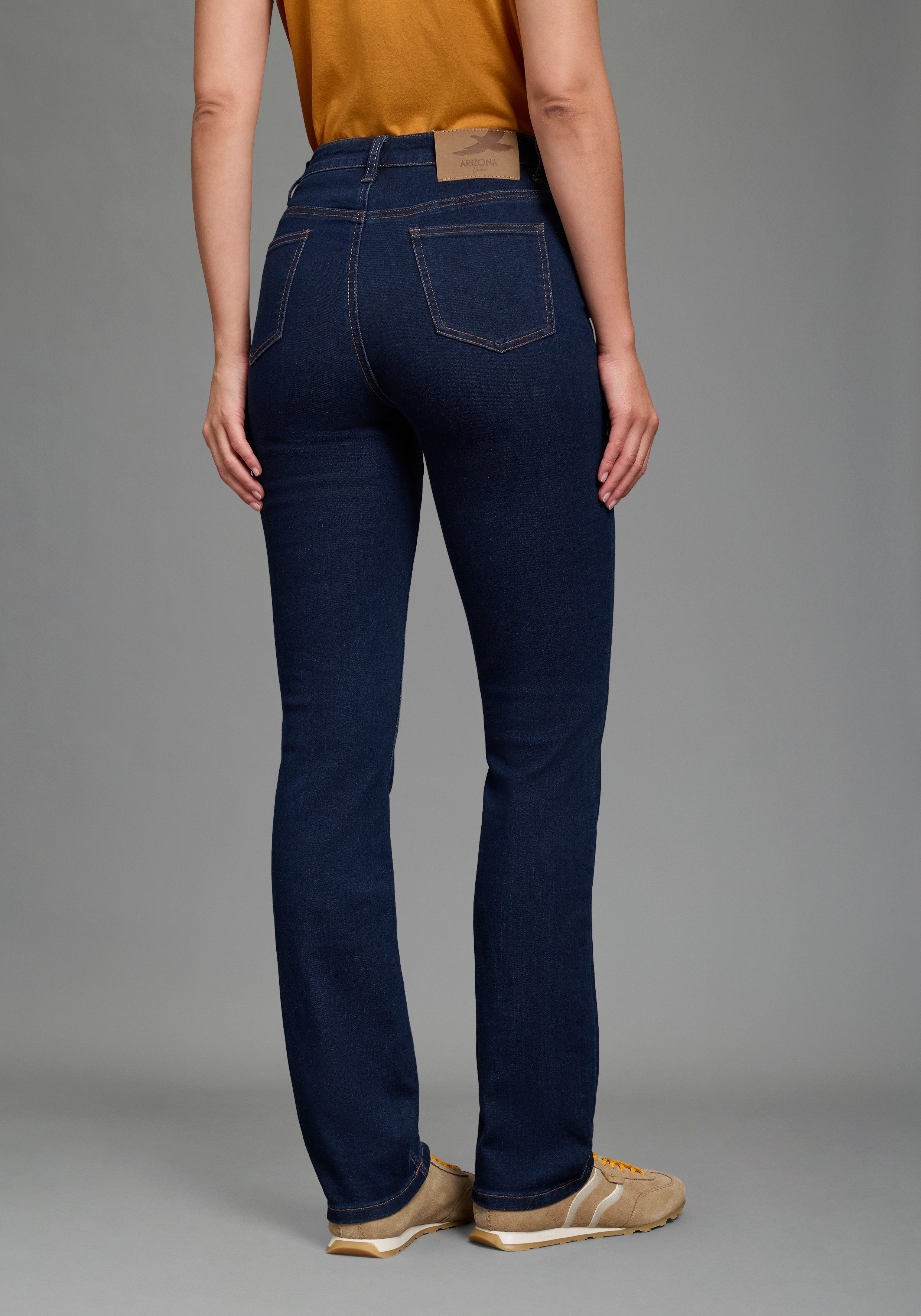 Arizona Gerade Jeans Ultra-Stretch Used-Look-Waschung