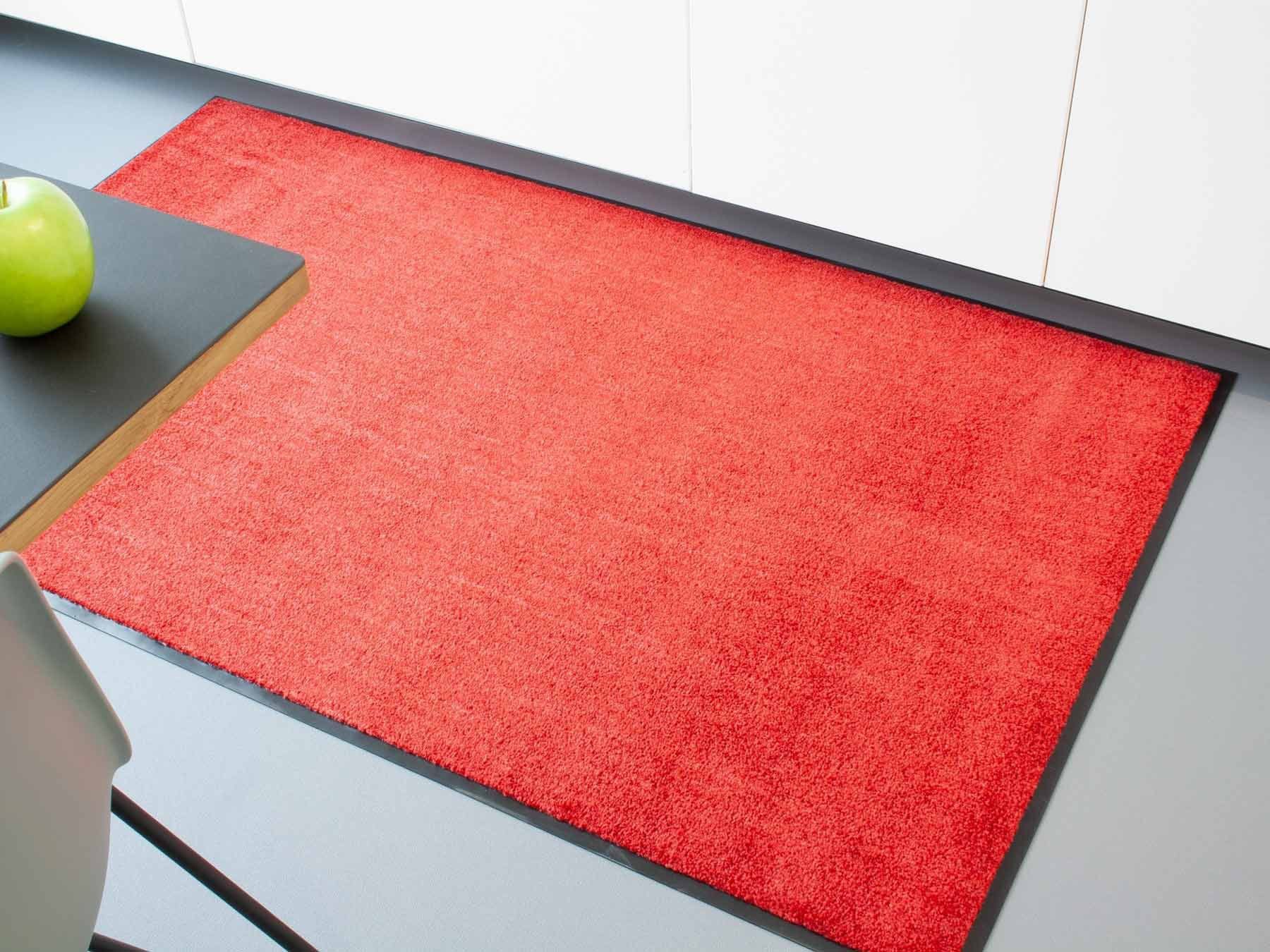 rot Primaflor-Ideen 8 Schmutzfangmatte, PRO, mm, in Fußmatte waschbar Höhe: Textil, Schmutzfangmatte rechteckig, CLEAN Uni-Farben, UV-beständig,