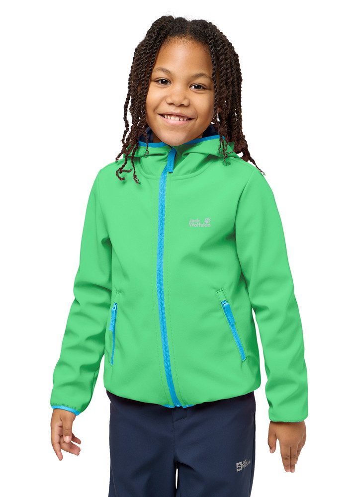 Jack Wolfskin Softshelljacke FOURWINDS JACKET KIDS mit Windschutzblende und Kinnschutz, wasserabweisend, windabweisend
