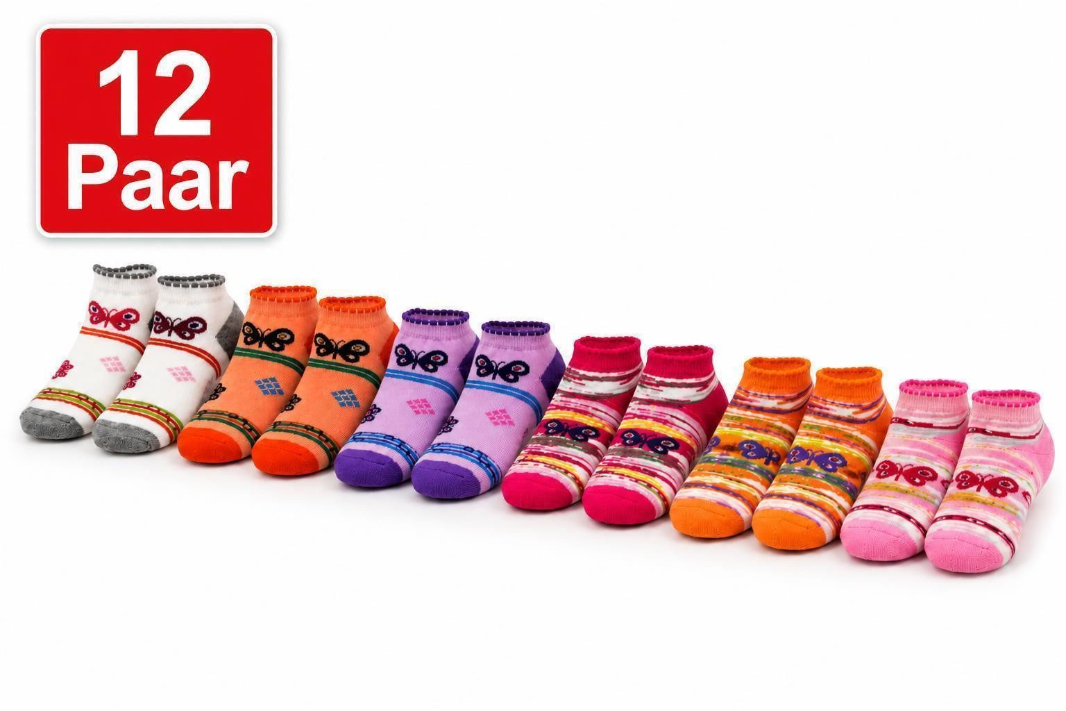 EloModa Sneakersocken Kinder Sneaker Socken 12 Paar Antirutsch ABS Noppen Baumwolle, (12-Paar) 12 Paar Kinder Sneaker Socken mit ABS Antirutsch-Noppen