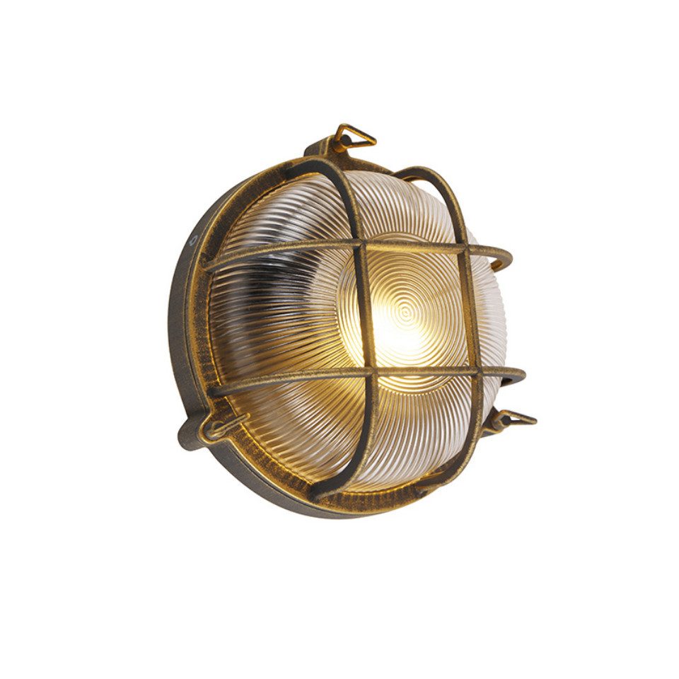 Qazqa Außen-Wandleuchte Nautica, ohne Leuchtmittel, Warmweiß, QAZQA Außen Wand­leuchte, e27, Gold, Aluminium, Industrie