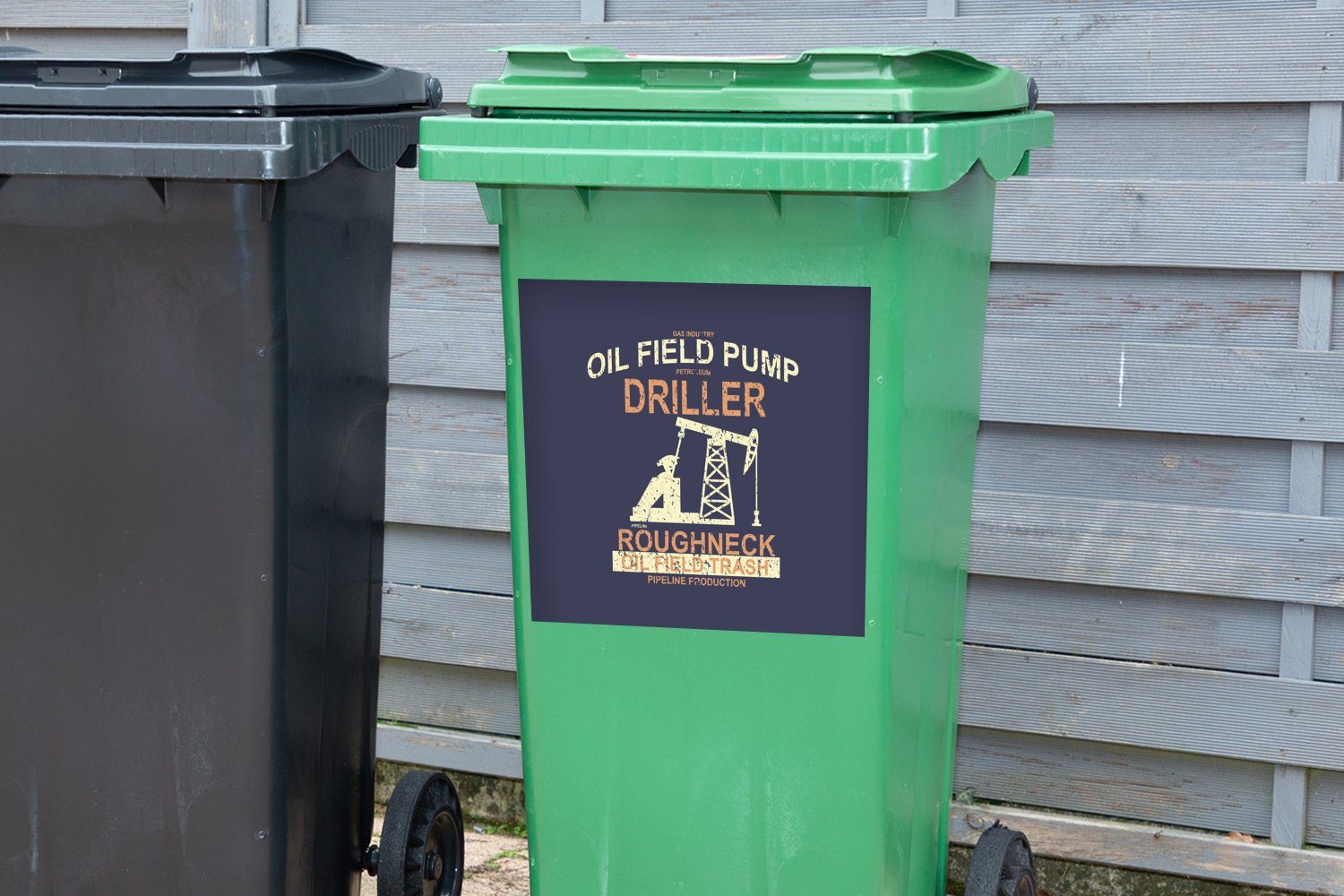 Öl Mülltonne, St), Wandsticker Zeichnung Pumpe - Retro Mülleimer-aufkleber, Container, Sticker, (1 Abfalbehälter MuchoWow - -